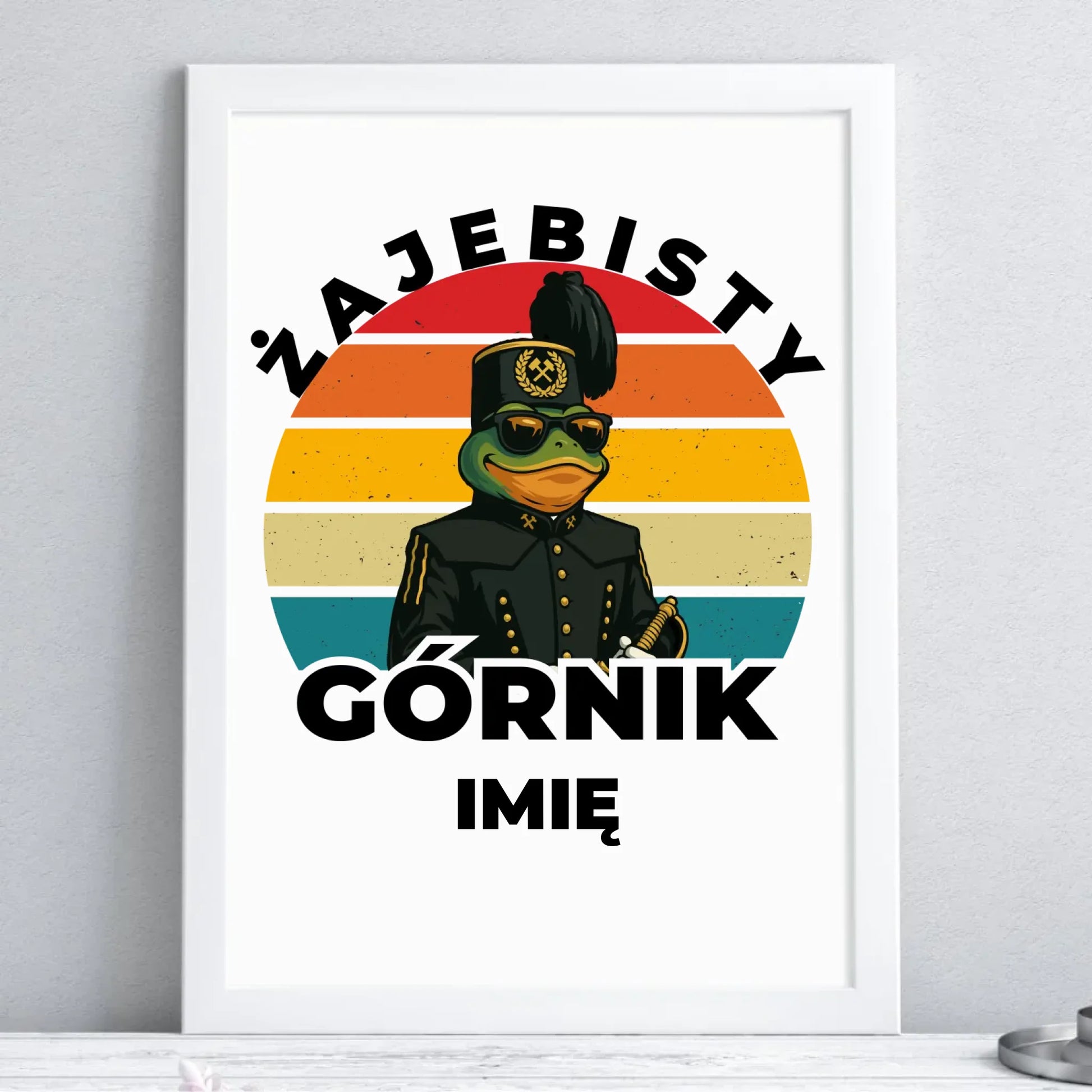 Plakat w ramie - prezent dla górnika - Żajebisty górnik - personalizowany G19 - StoryCups.pl