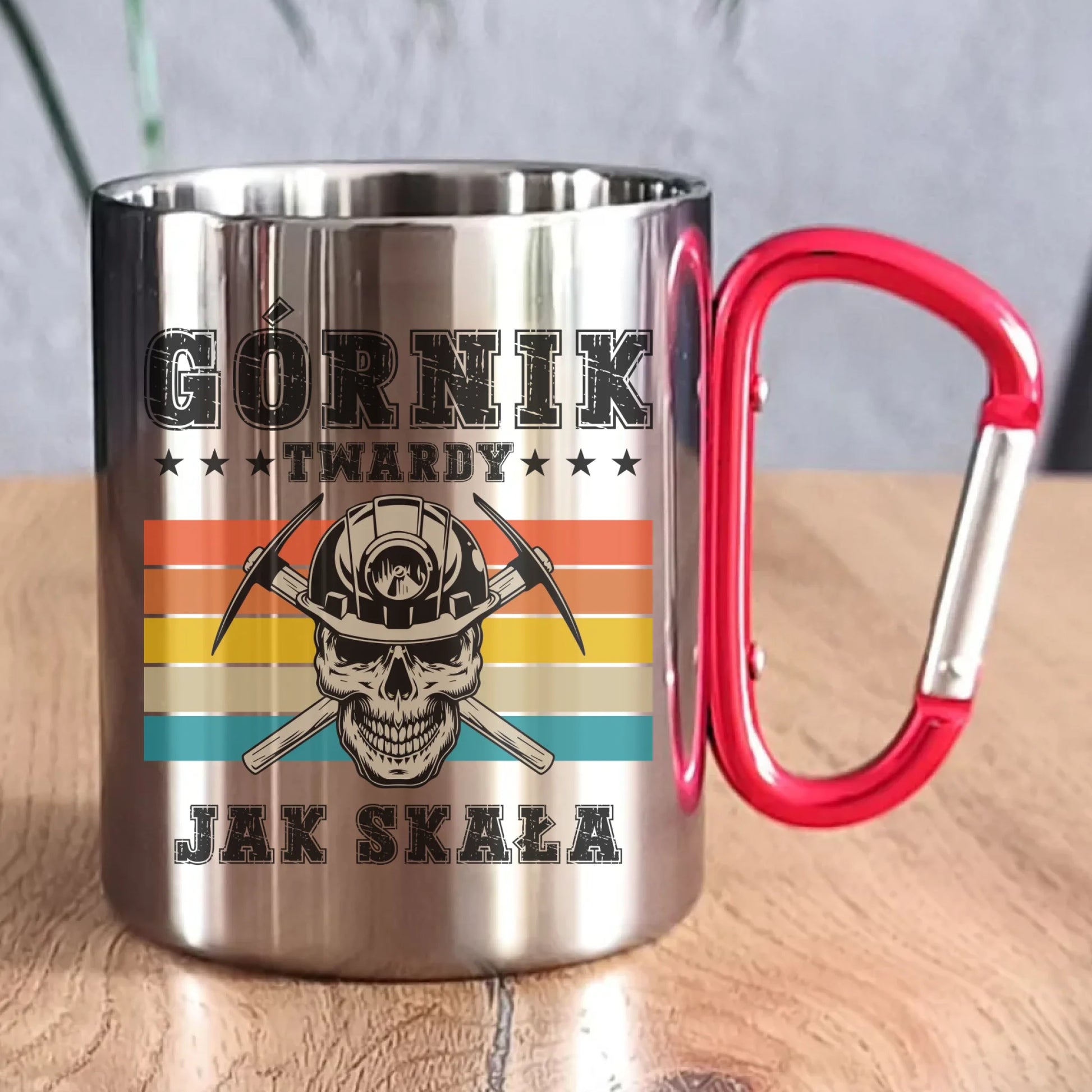 Kubek metalowy - prezent dla górnika - Górnik twardy jak skała G21 - StoryCups.pl