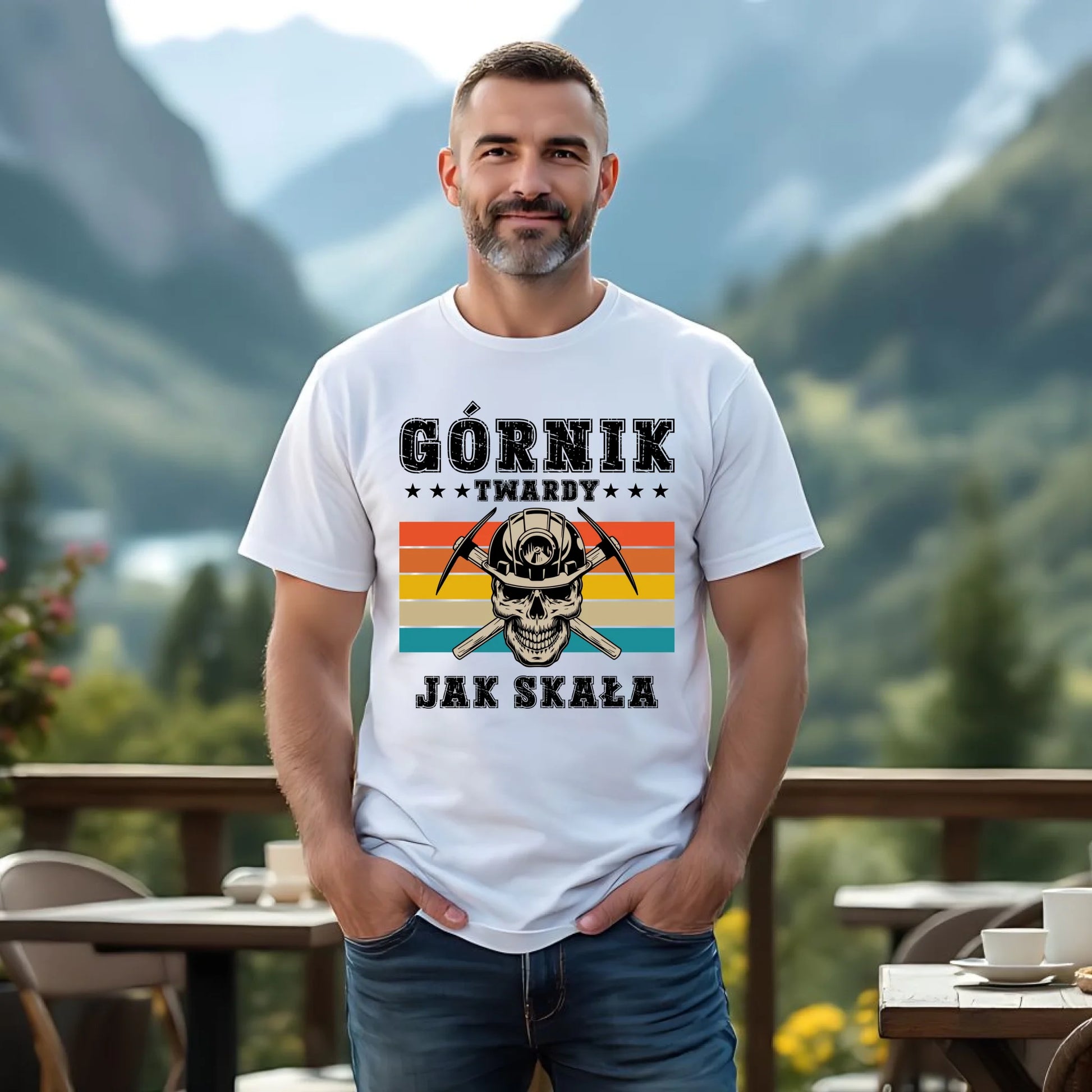 Koszulka męska - prezent dla górnika - Górnik twardy jak skała G21 - StoryCups.pl