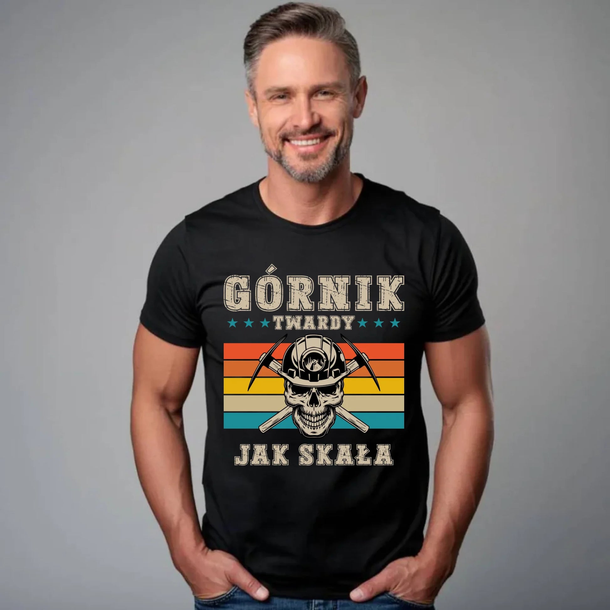 Koszulka męska - prezent dla górnika - Górnik twardy jak skała G21 - StoryCups.pl