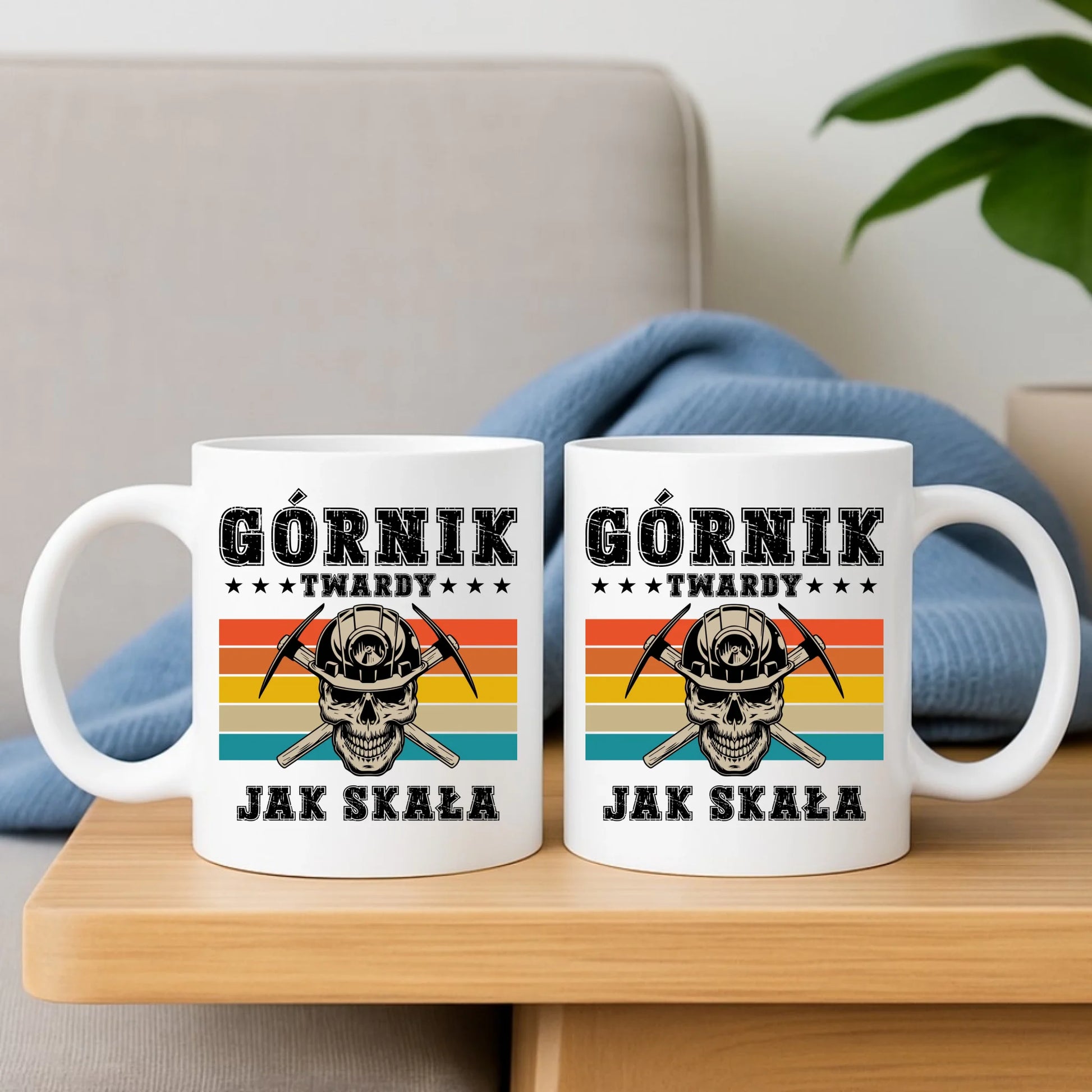 Zestaw poduszka i kubek - prezent dla górnika - Górnik twardy jak skała G21 - StoryCups.pl