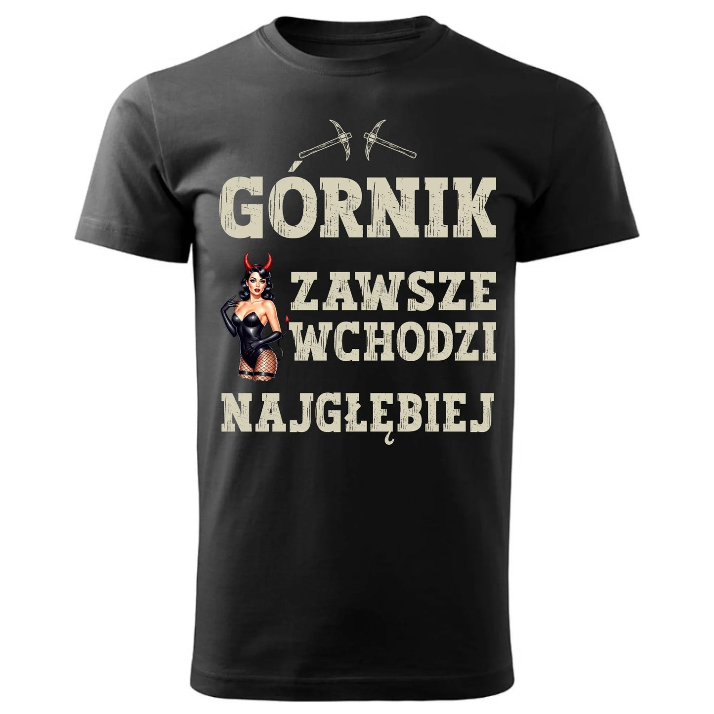 Koszulka męska - prezent dla górnika - Górnik zawsze wchodzi najgłębiej G22 - StoryCups.pl