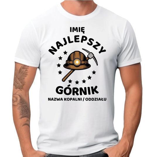 Koszulka męska - prezent dla górnika - Najlepszy górnik - personalizowana G23 - StoryCups.pl