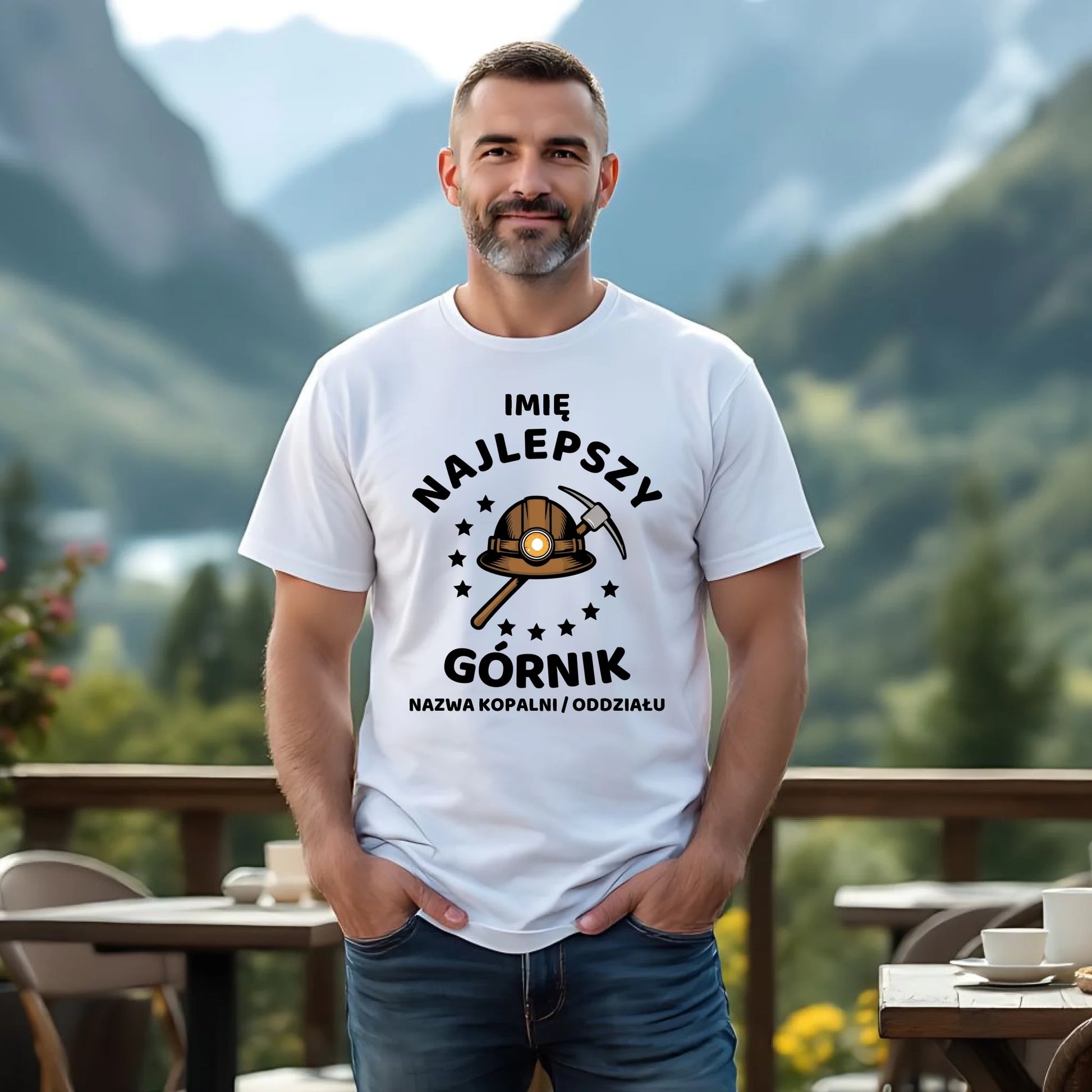Koszulka męska - prezent dla górnika - Najlepszy górnik - personalizowana G23 - StoryCups.pl