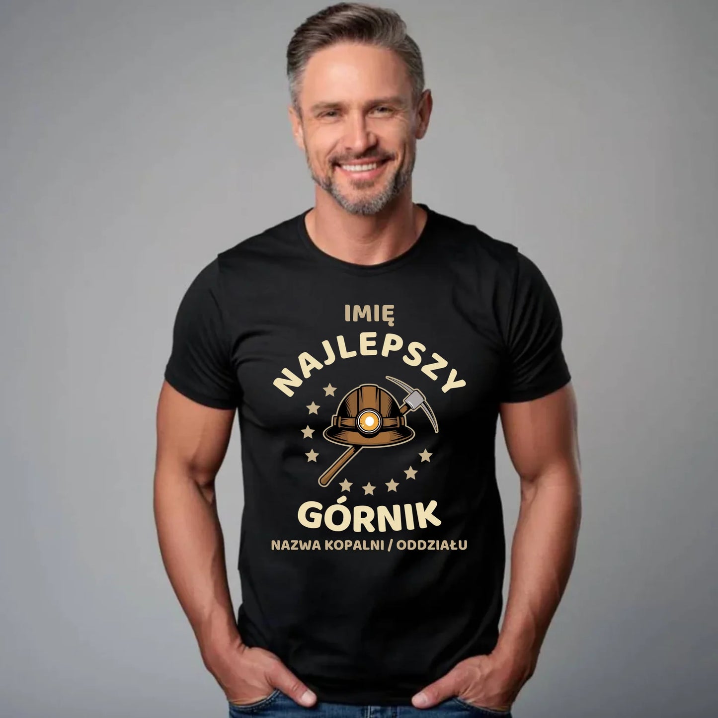 Koszulka męska - prezent dla górnika - Najlepszy górnik - personalizowana G23 - StoryCups.pl