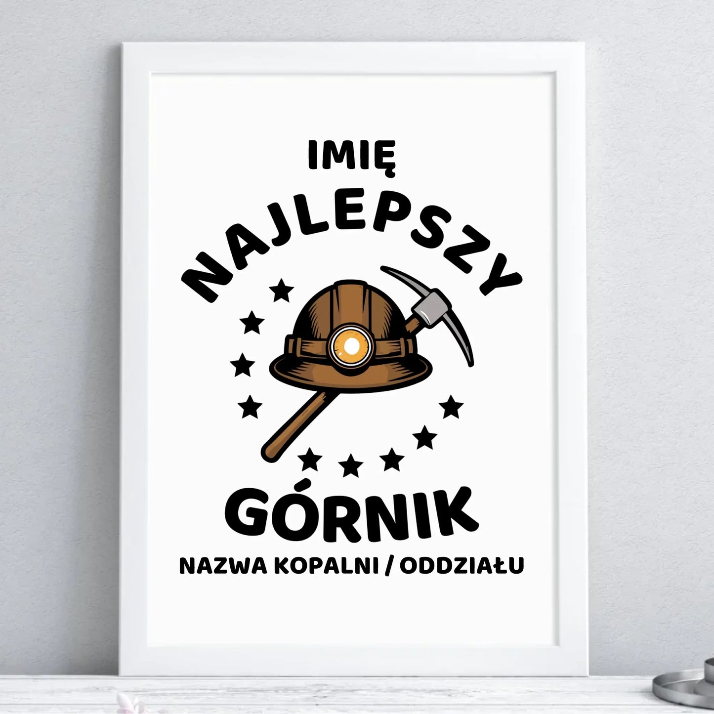 Plakat w ramie - prezent dla górnika - Najlepszy górnik - personalizowany G23 - StoryCups.pl