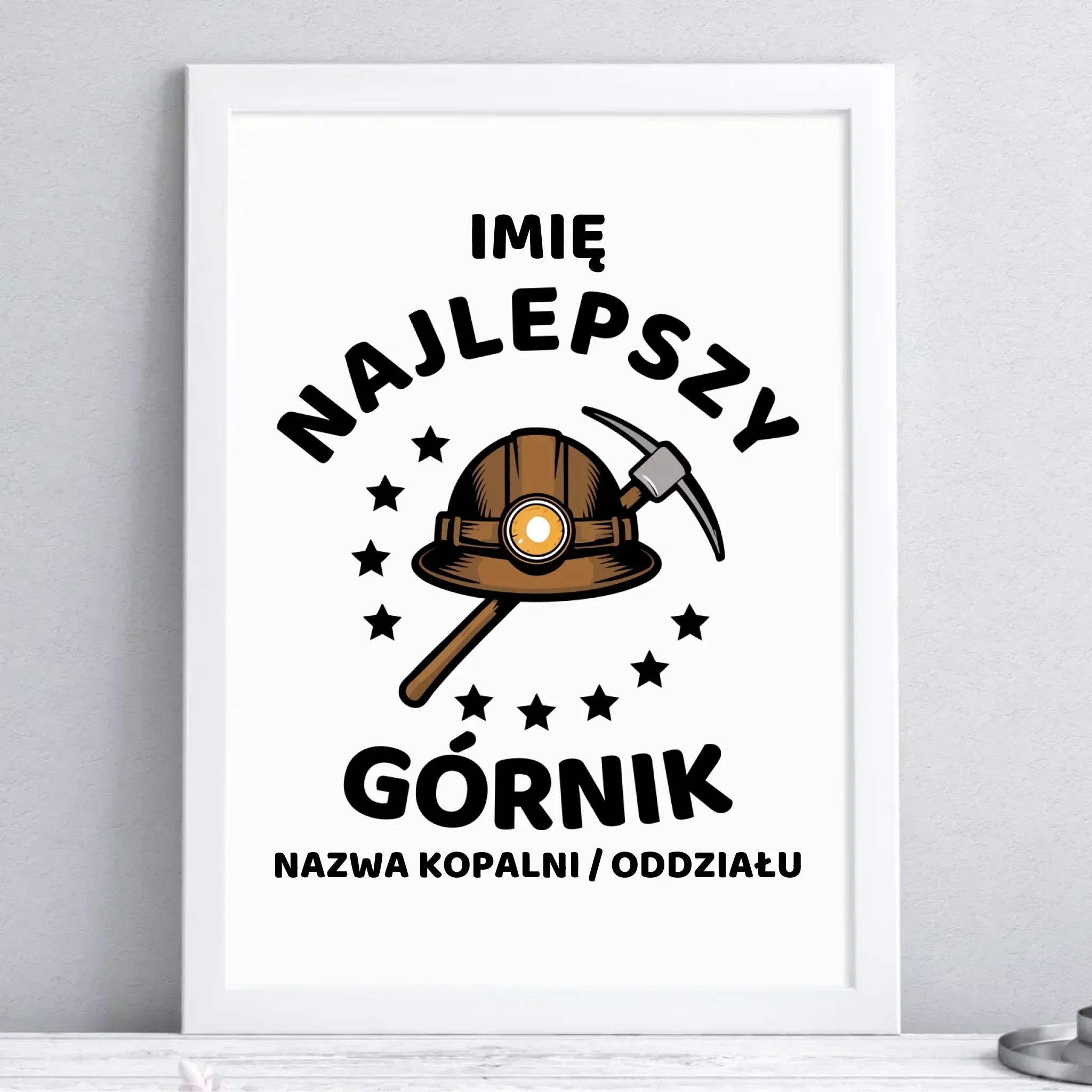 Plakat w ramie - prezent dla górnika - Najlepszy górnik - personalizowany G23 - StoryCups.pl
