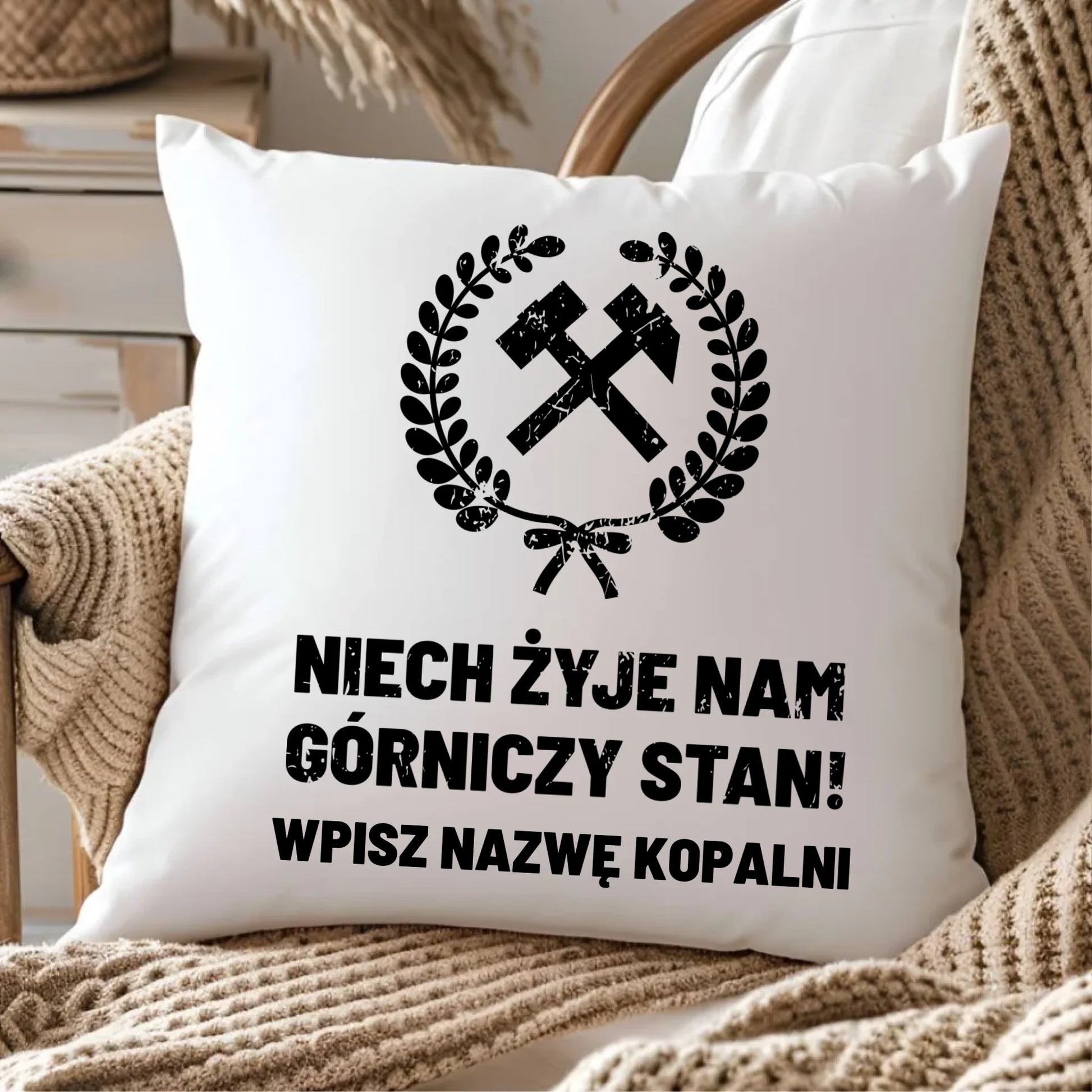Poduszka - prezent dla górnika - Niech żyje nam górniczy stan - personalizowana G24 - StoryCups.pl