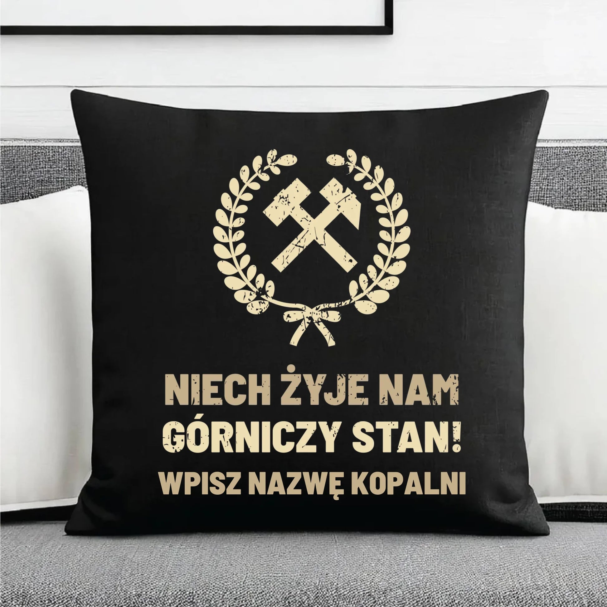 Poduszka dekoracyjna - prezent dla górnika - Niech żyje nam górniczy stan - personalizowana G24 - StoryCups.pl
