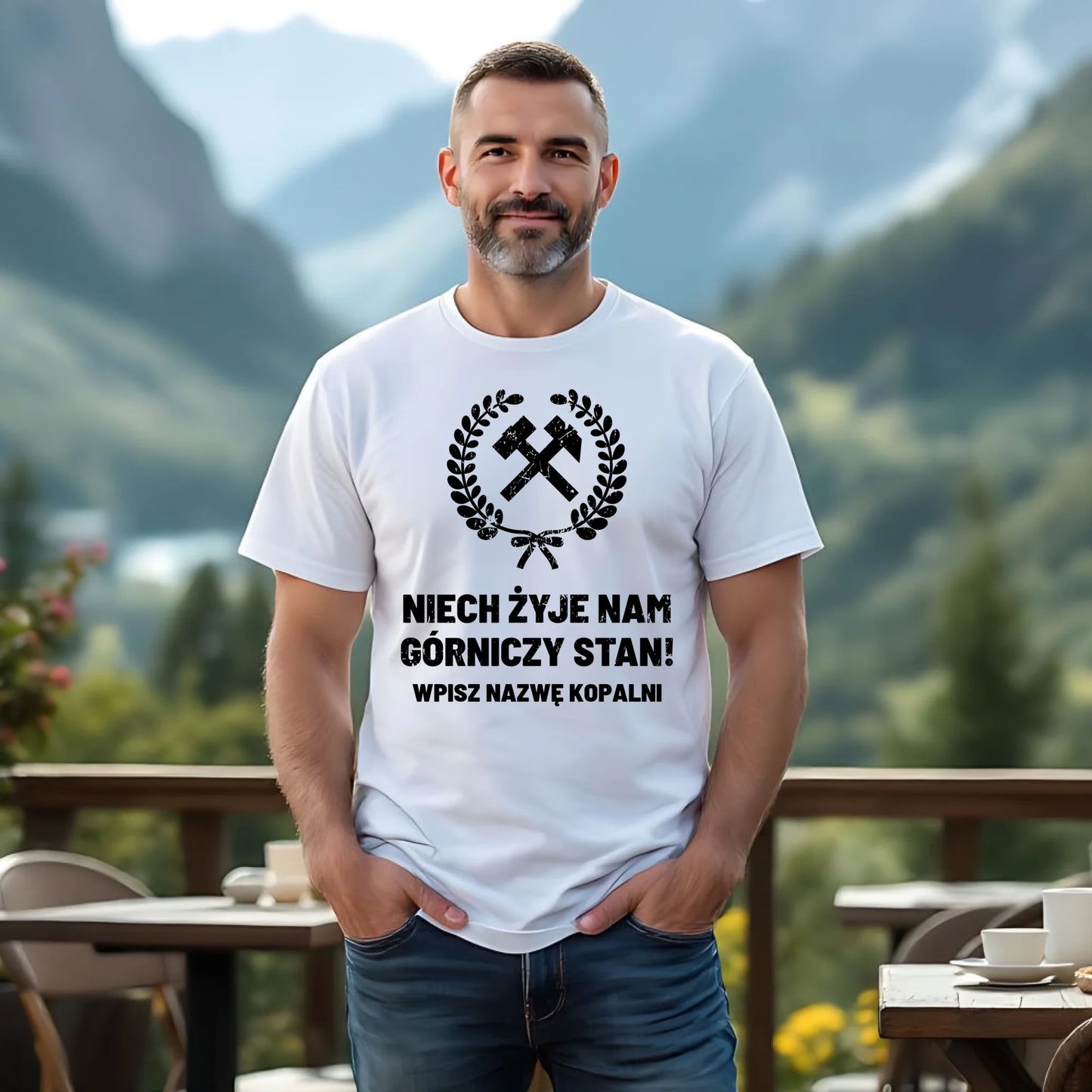 Koszulka męska - prezent dla górnika - Niech żyje nam górniczy stan - personalizowana G24 - StoryCups.pl