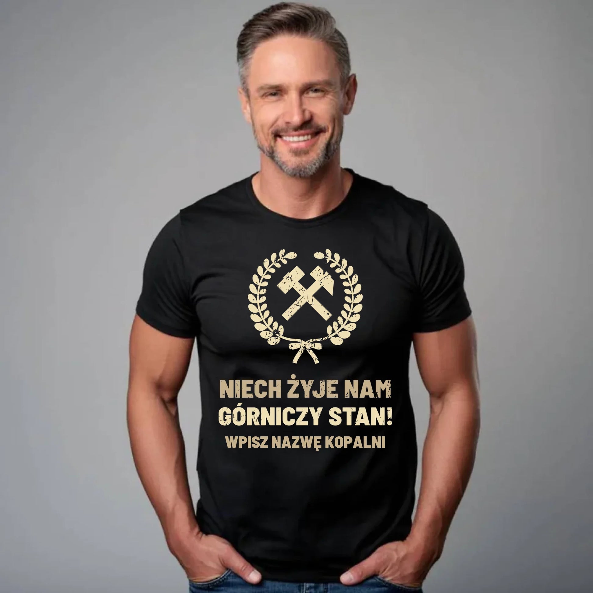 Koszulka męska - prezent dla górnika - Niech żyje nam górniczy stan - personalizowana G24 - StoryCups.pl
