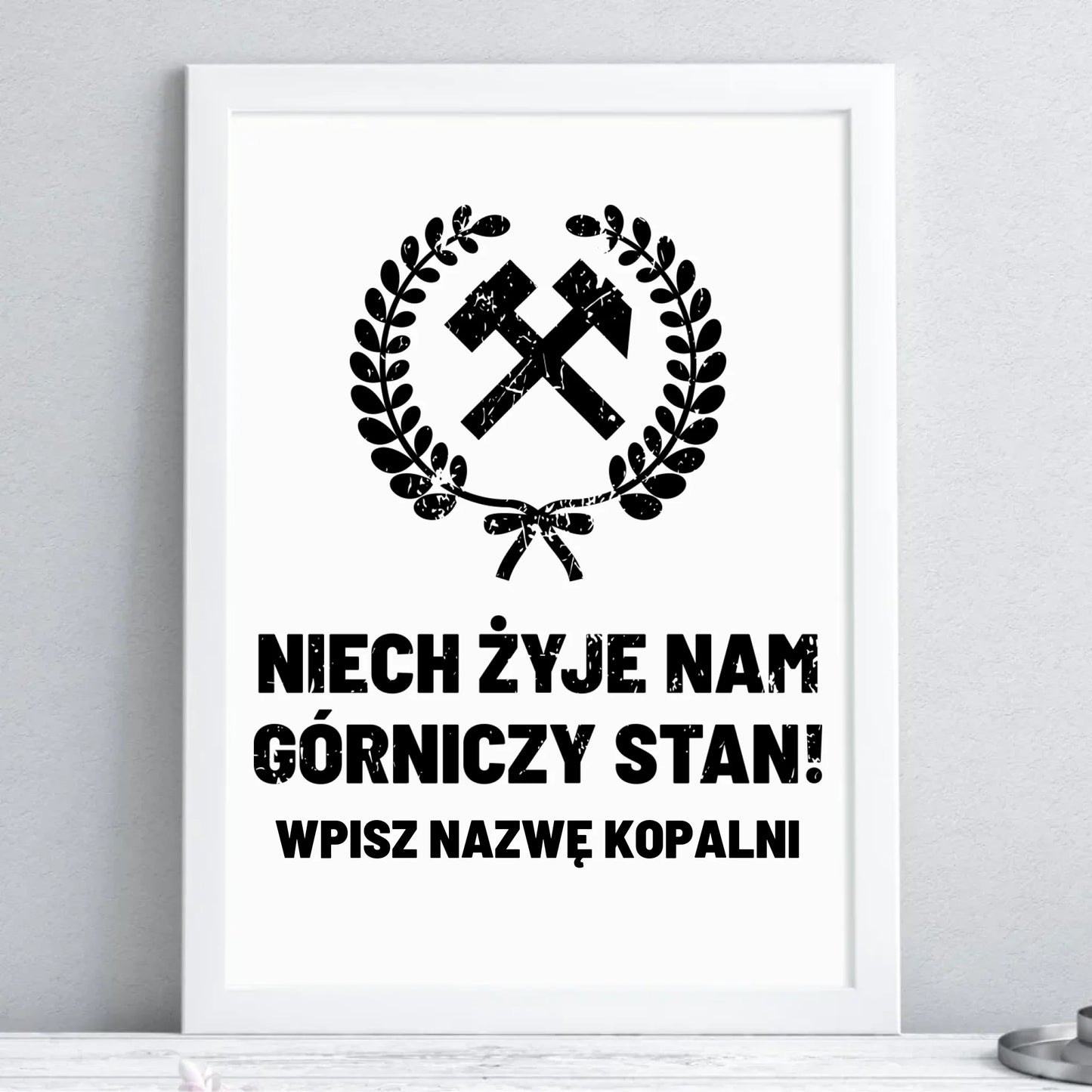 Plakat w ramie - prezent dla górnika - Niech żyje nam górniczy stan - personalizowany G24 - StoryCups.pl