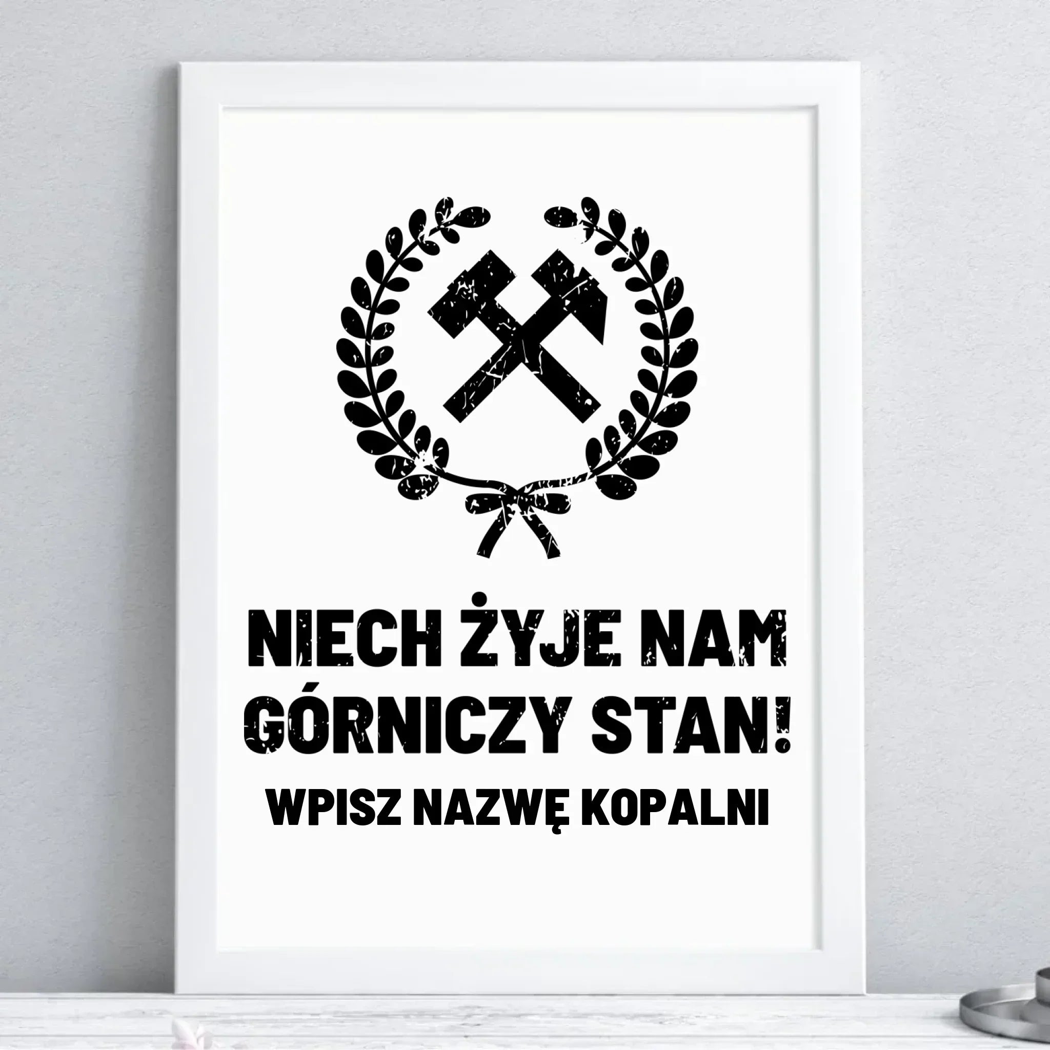 Plakat w ramie - prezent dla górnika - Niech żyje nam górniczy stan - personalizowany G24 - StoryCups.pl