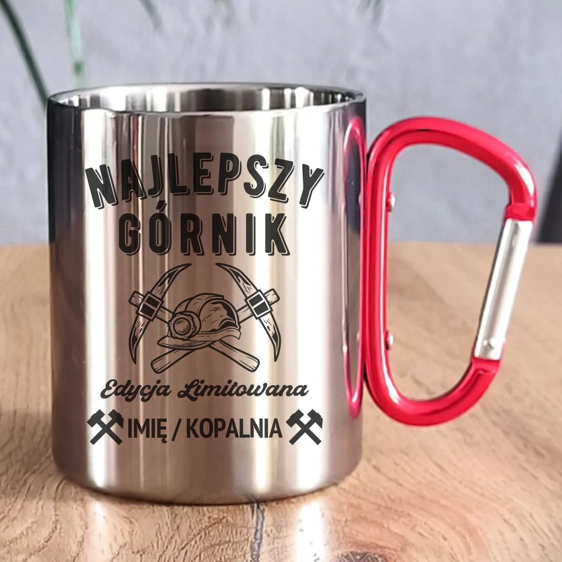 Kubek metalowy - prezent dla górnika - Najlepszy górnik - personalizowany G27 - StoryCups.pl
