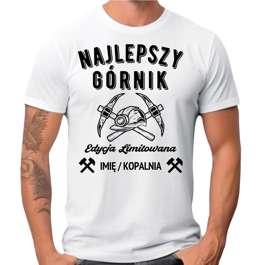Koszulka męska - prezent dla górnika - Najlepszy górnik - personalizowana G27 - StoryCups.pl