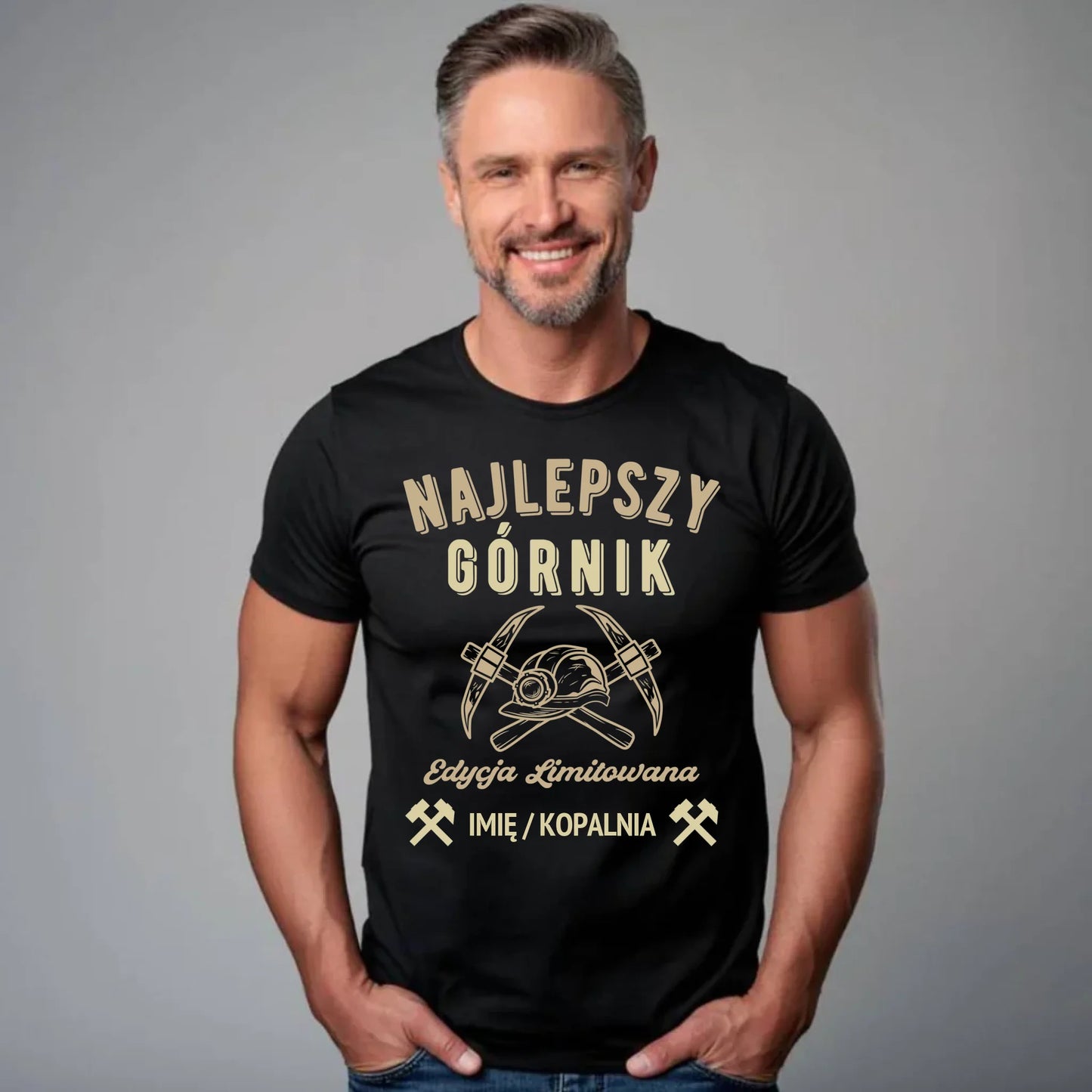 Koszulka męska - prezent dla górnika - Najlepszy górnik - personalizowana G27 - StoryCups.pl