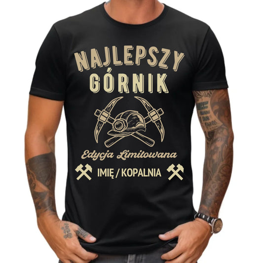 Koszulka męska - prezent dla górnika - Najlepszy górnik - personalizowana G27 - StoryCups.pl