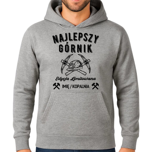 Bluza męska z kapturem - prezent dla górnika - Najlepszy górnik - personalizowana G27 - StoryCups.pl