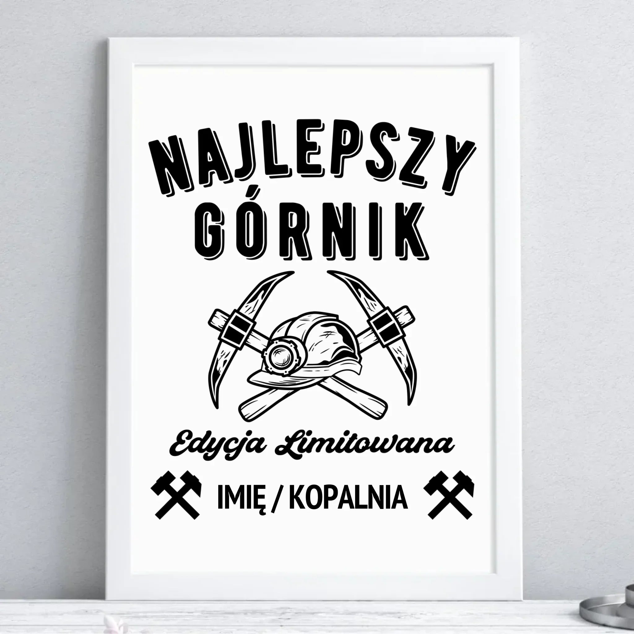 Plakat w ramie - prezent dla górnika - Najlepszy górnik - personalizowany G27 - StoryCups.pl