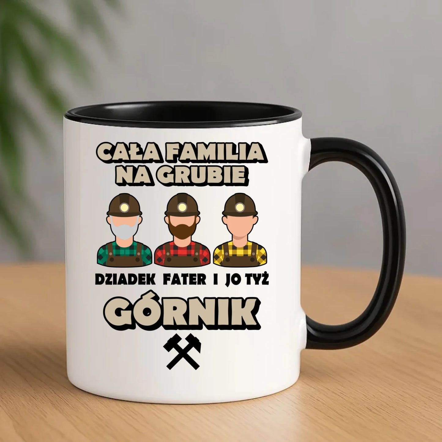 Kubek - prezent dla górnika - Cała familia na grubie dziadek fater i jo tyż górnik G10 - StoryCups.pl