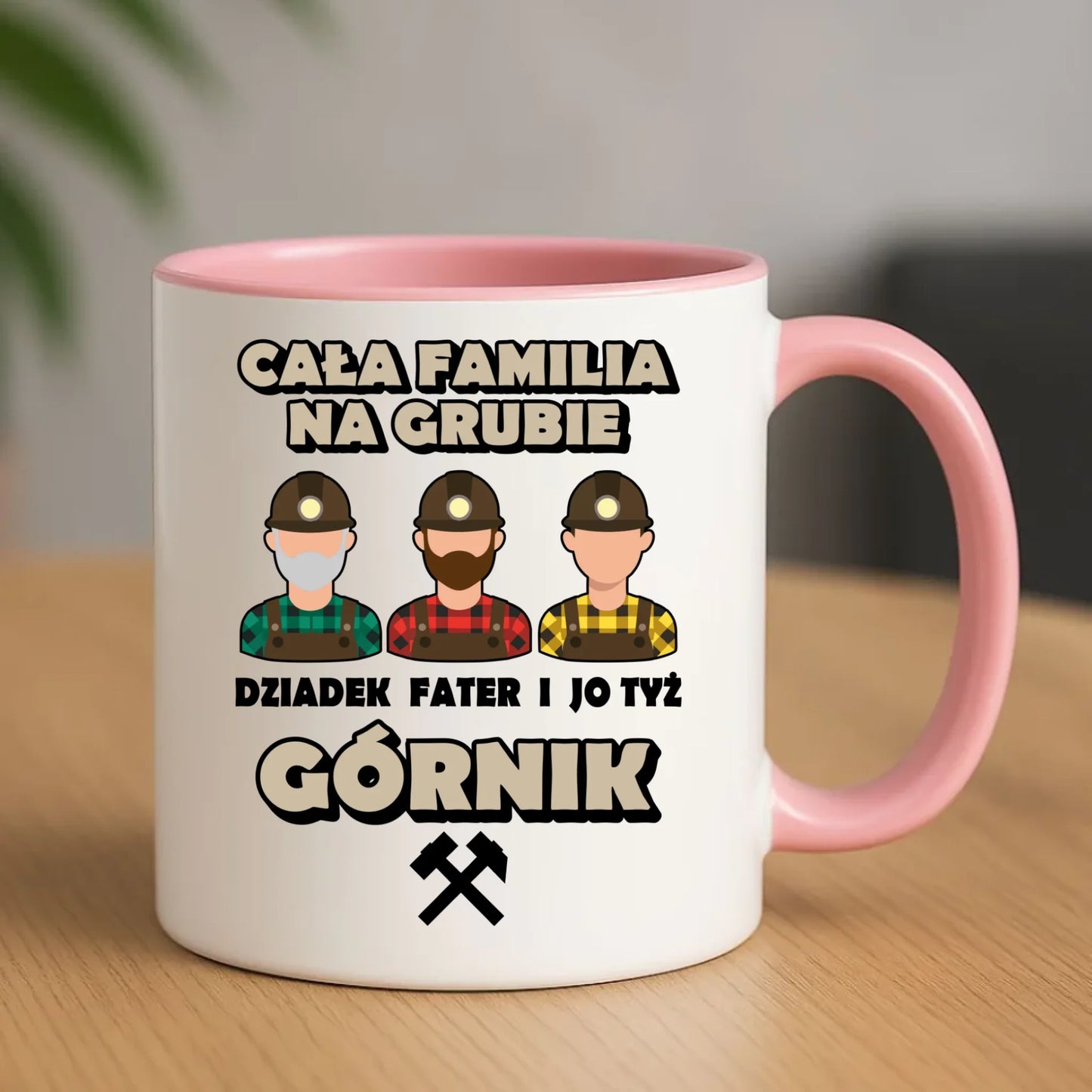 Kubek - prezent dla górnika - Cała familia na grubie dziadek fater i jo tyż górnik G10 - StoryCups.pl
