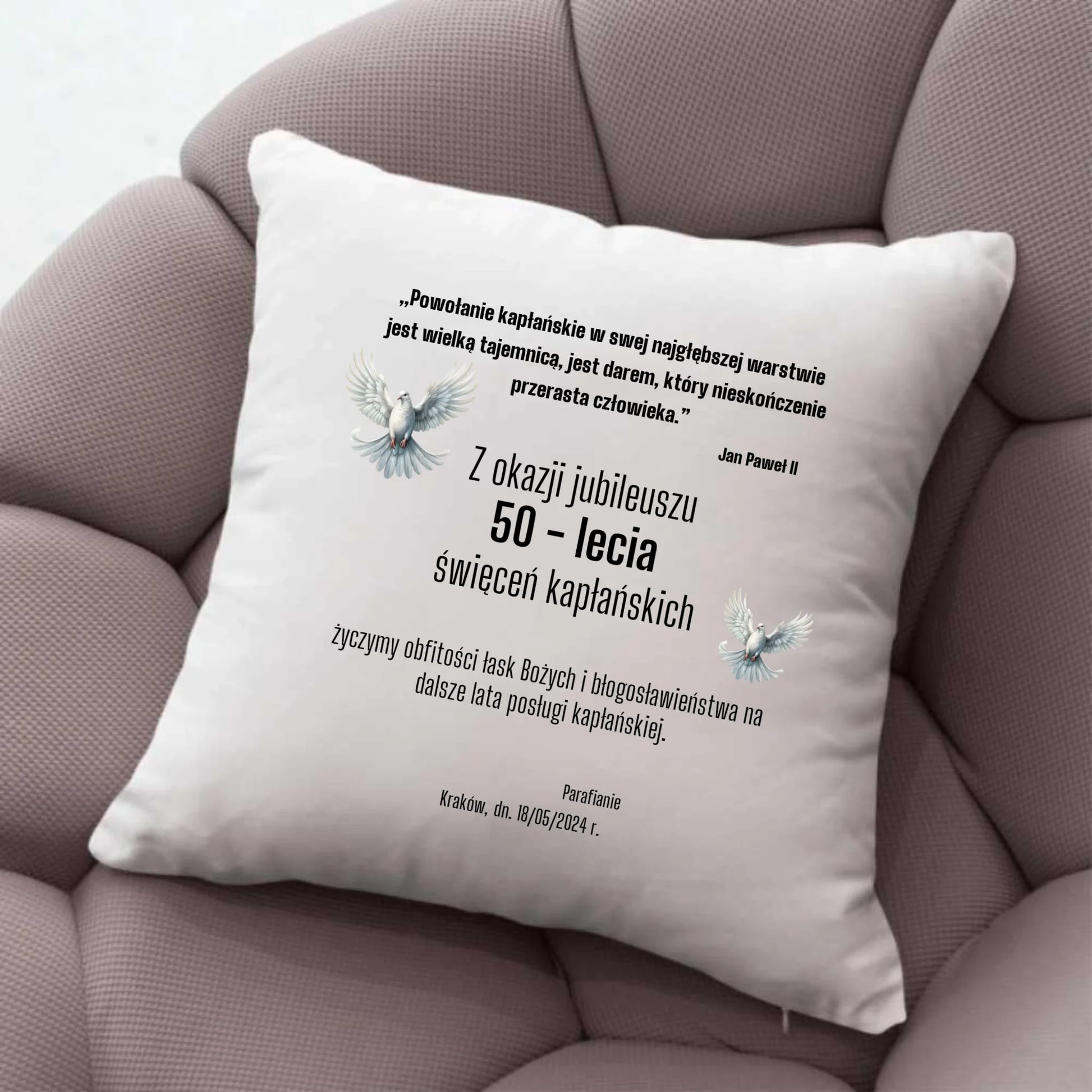 Poduszka dla księdza JUBILEUSZ KAPŁAŃSTWA DU04 - StoryCups.pl