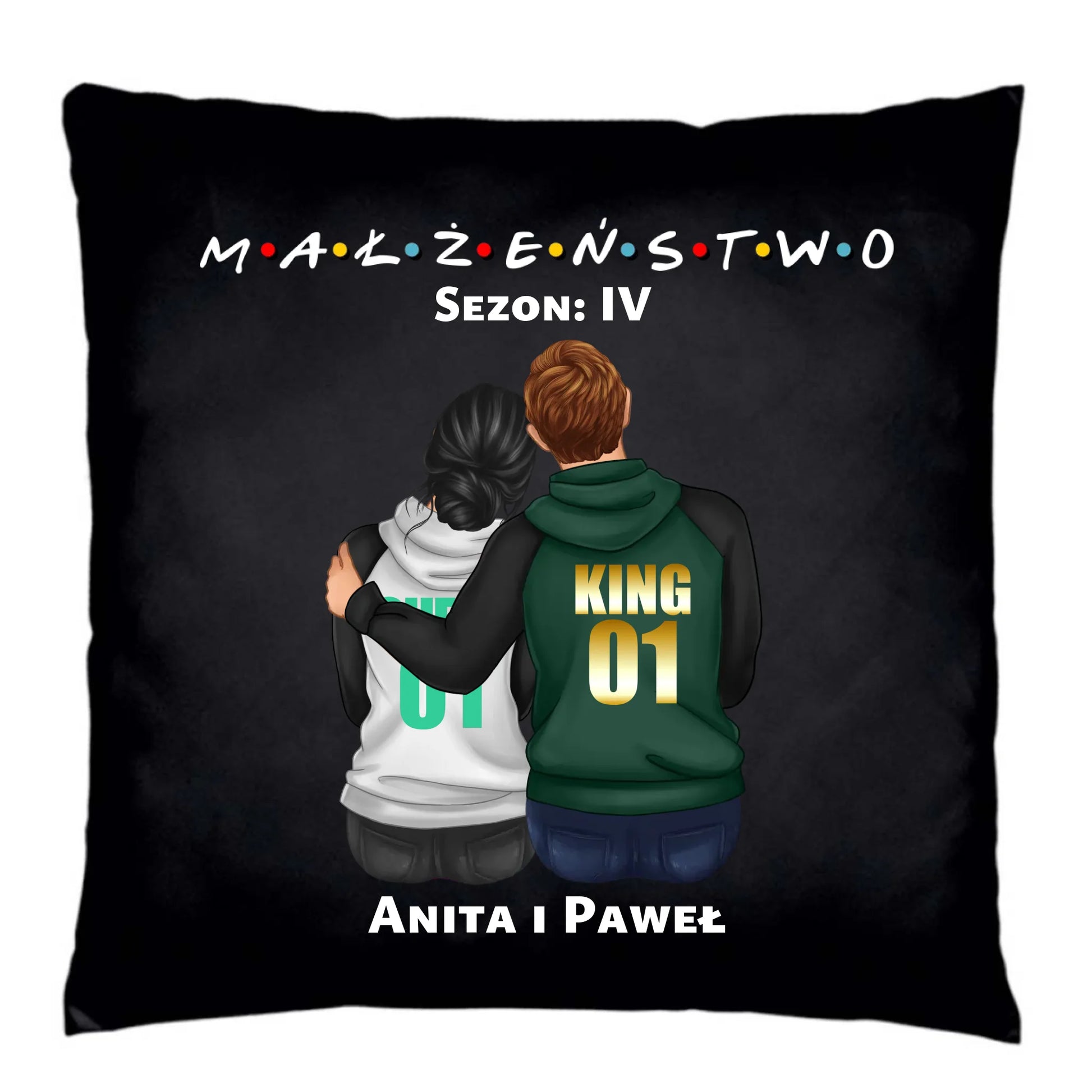 Poduszka dekoracyjna - personalizowany prezent dla żony i męża na rocznicę ślubu – Małżeństwo W05 - StoryCups.pl