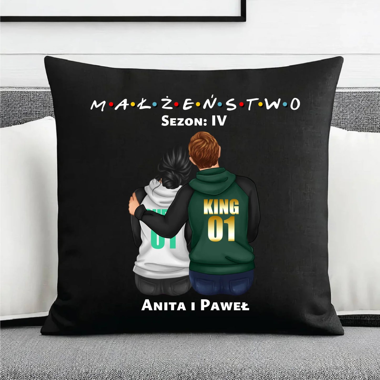 Poduszka dekoracyjna - personalizowany prezent dla żony i męża na rocznicę ślubu – Małżeństwo W05 - StoryCups.pl