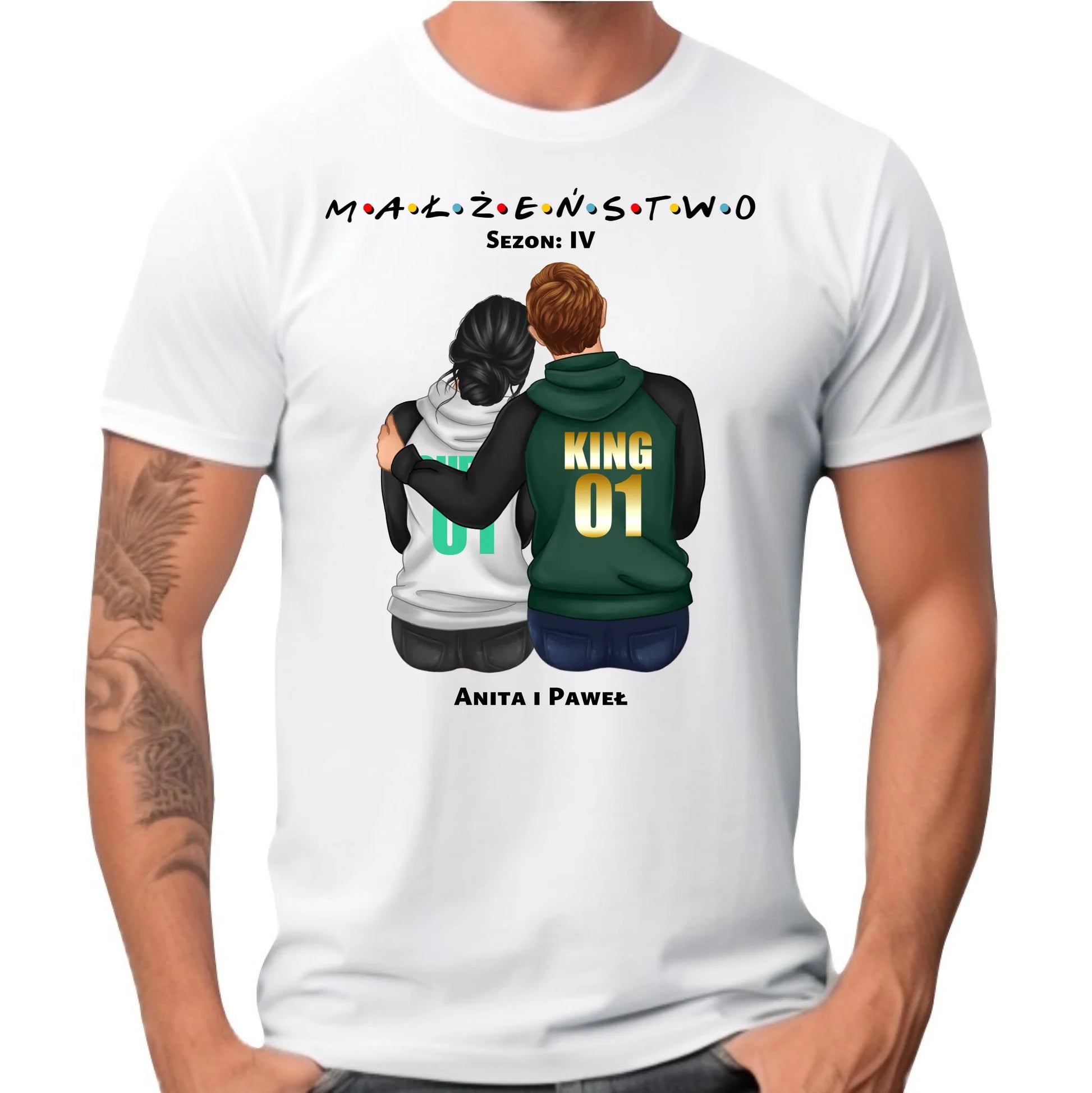 Koszulka męska dla par - personalizowany prezent dla męża na rocznicę ślubu – Małżeństwo W05 - StoryCups.pl