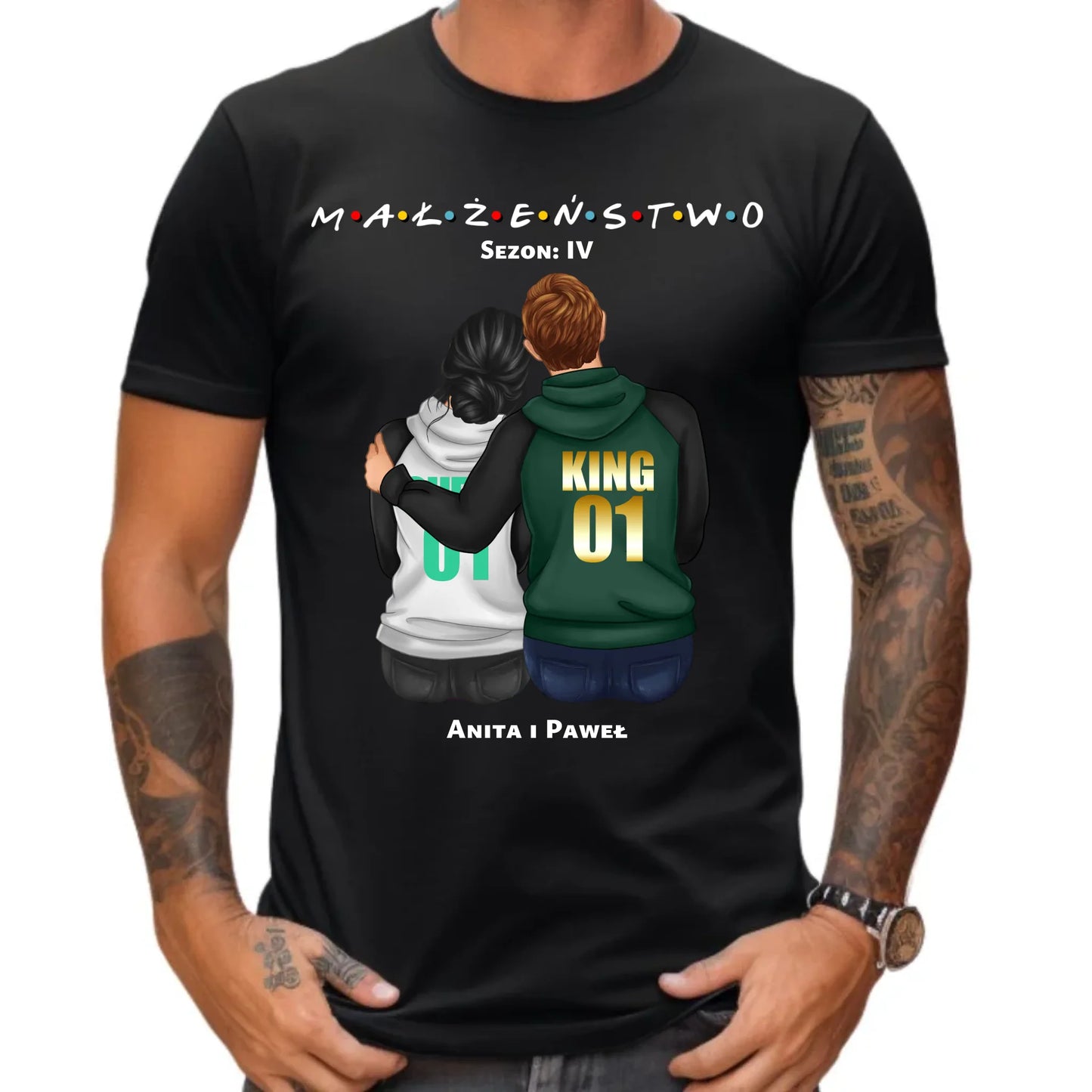 Koszulka męska dla par - personalizowany prezent dla męża na rocznicę ślubu – Małżeństwo W05 - StoryCups.pl