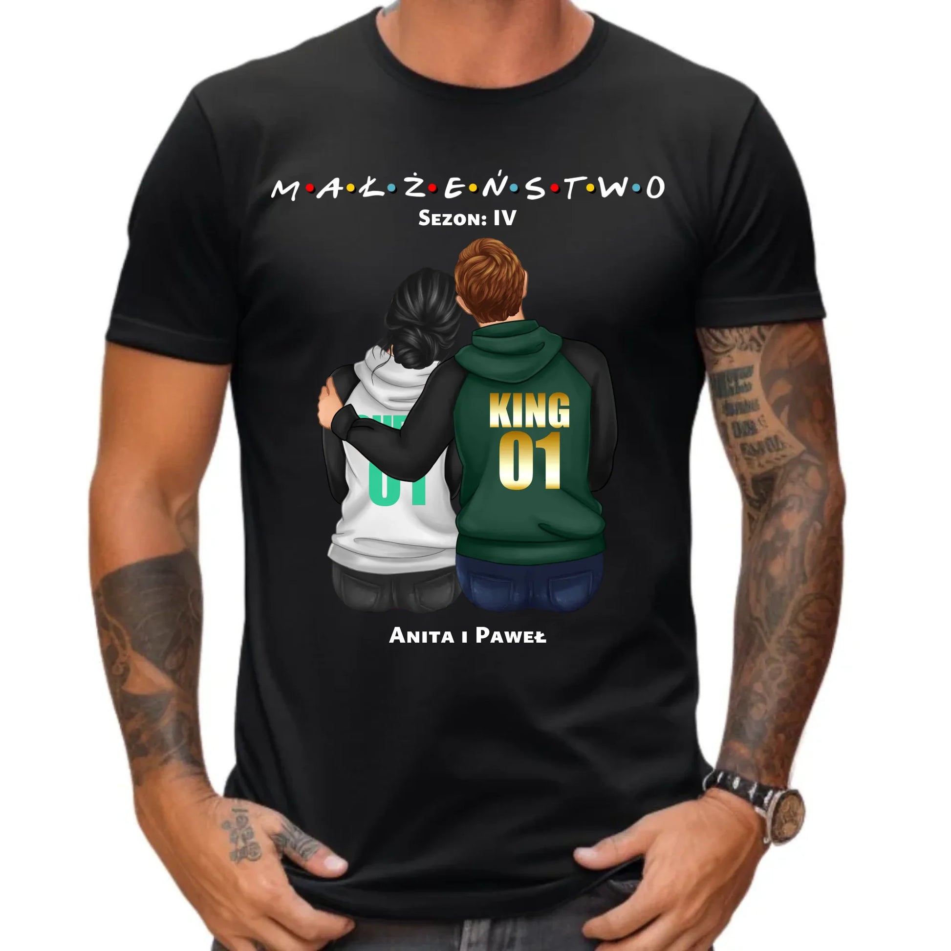 Koszulka męska dla par - personalizowany prezent dla męża na rocznicę ślubu – Małżeństwo W05 - StoryCups.pl