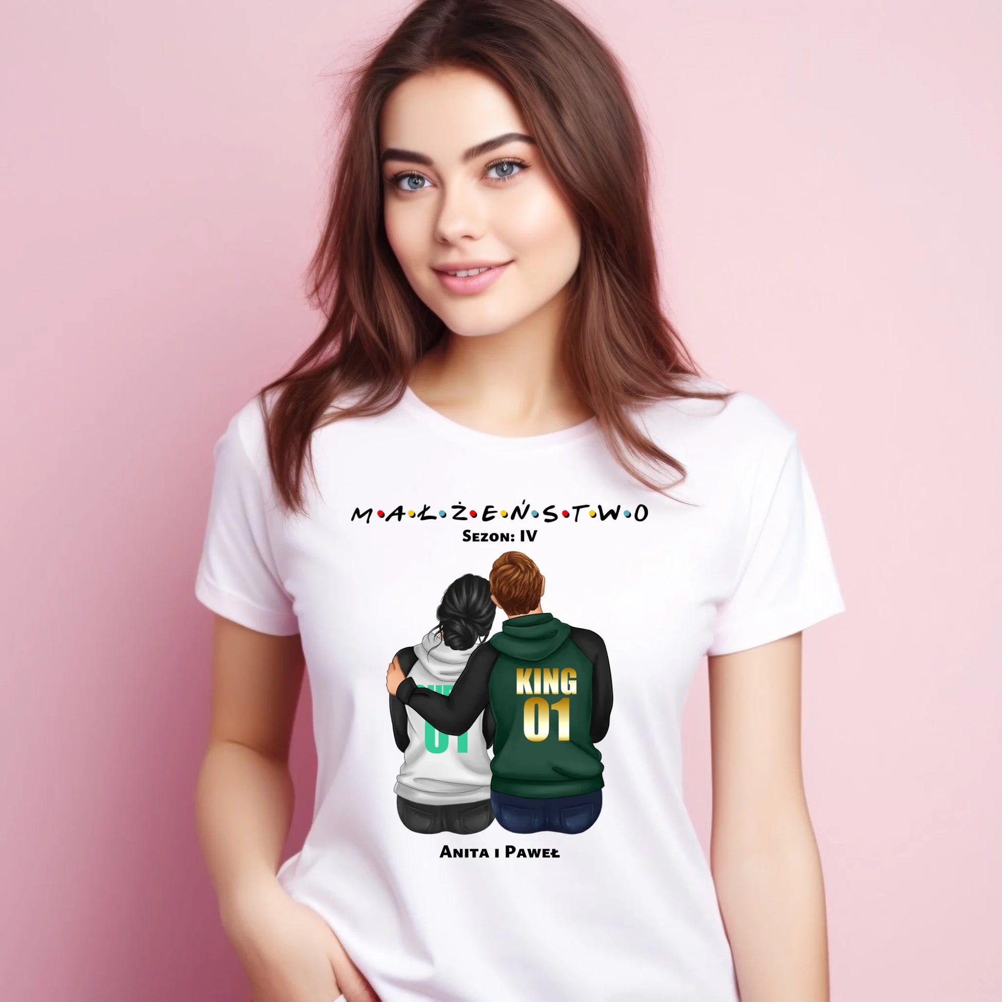 Koszulka damska dla par - personalizowany prezent dla żony na rocznicę ślubu – Małżeństwo W05 - StoryCups.pl