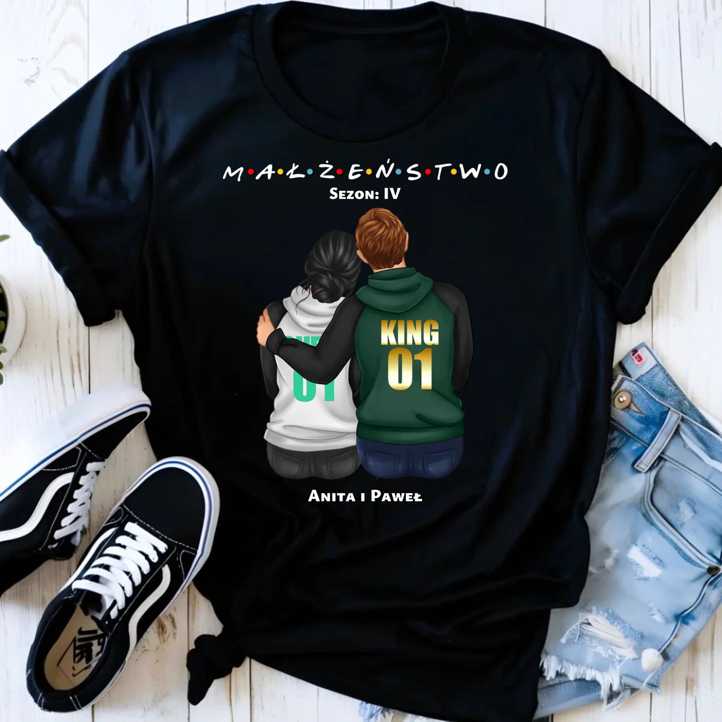 Koszulka damska dla par - personalizowany prezent dla żony na rocznicę ślubu – Małżeństwo W05 - StoryCups.pl