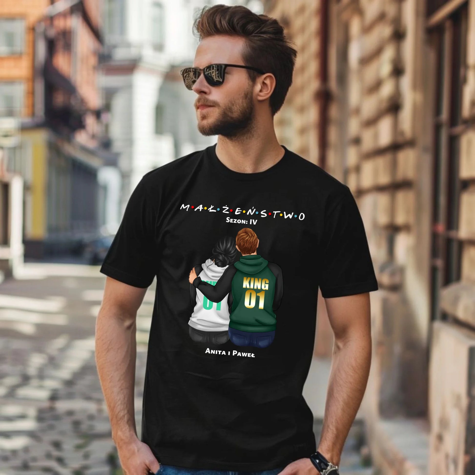 Koszulka męska dla par - personalizowany prezent dla męża na rocznicę ślubu – Małżeństwo W05 - StoryCups.pl