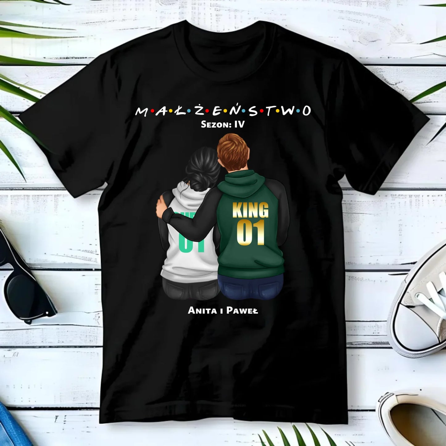 Koszulka męska dla par - personalizowany prezent dla męża na rocznicę ślubu – Małżeństwo W05 - StoryCups.pl