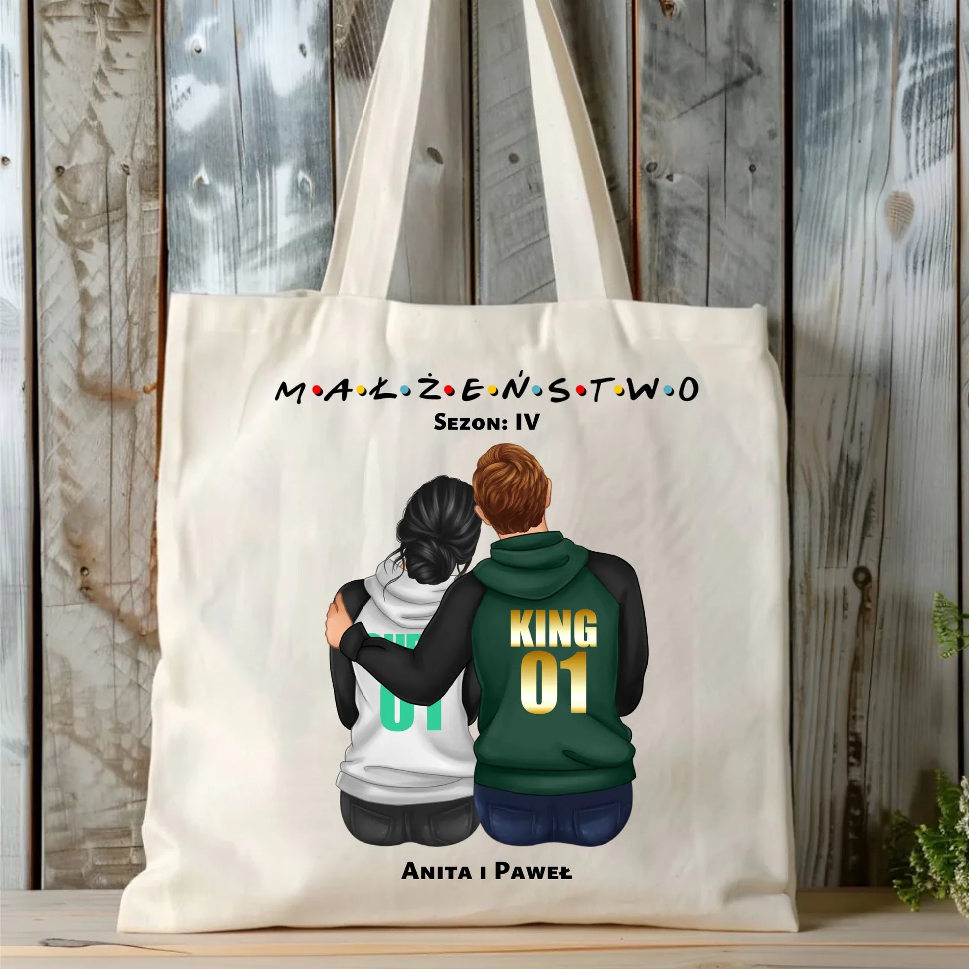 Torba dla par - personalizowany prezent dla żony i męża na rocznicę ślubu – Małżeństwo W05 - StoryCups.pl