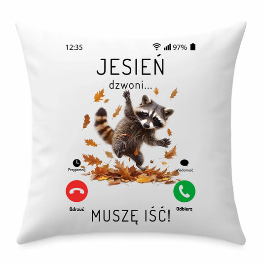 Poduszka jesienna - Jesień dzwoni muszę iść JS18