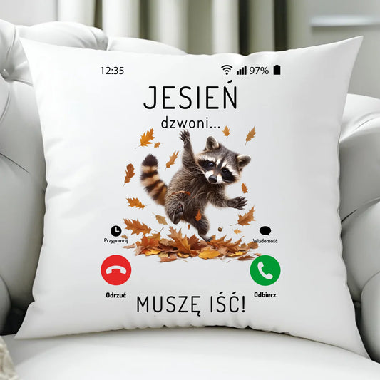Poduszka jesienna - Jesień dzwoni muszę iść JS18