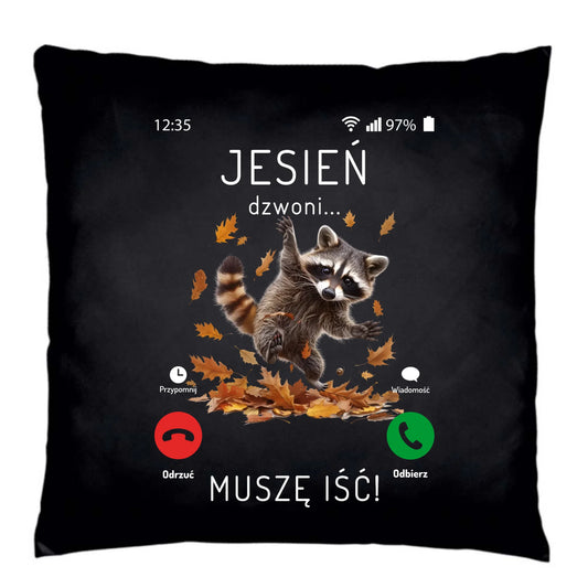 Poduszka dekoracyjna jesienna - Jesień dzwoni muszę iść JS18