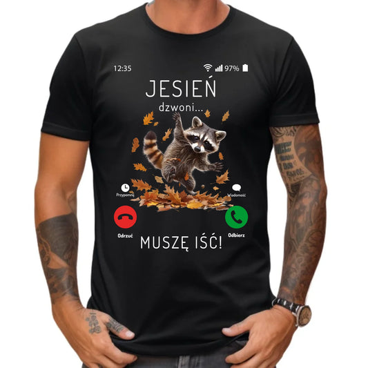 Koszulka męska jesienna - Jesień dzwoni muszę iść JS18 - StoryCups.pl