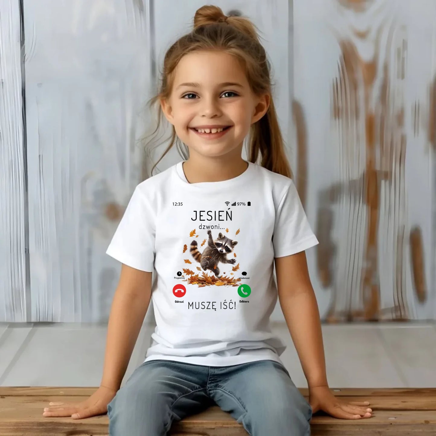 Koszulka dziecięca jesienna - Jesień dzwoni muszę iść JS18 - StoryCups.pl