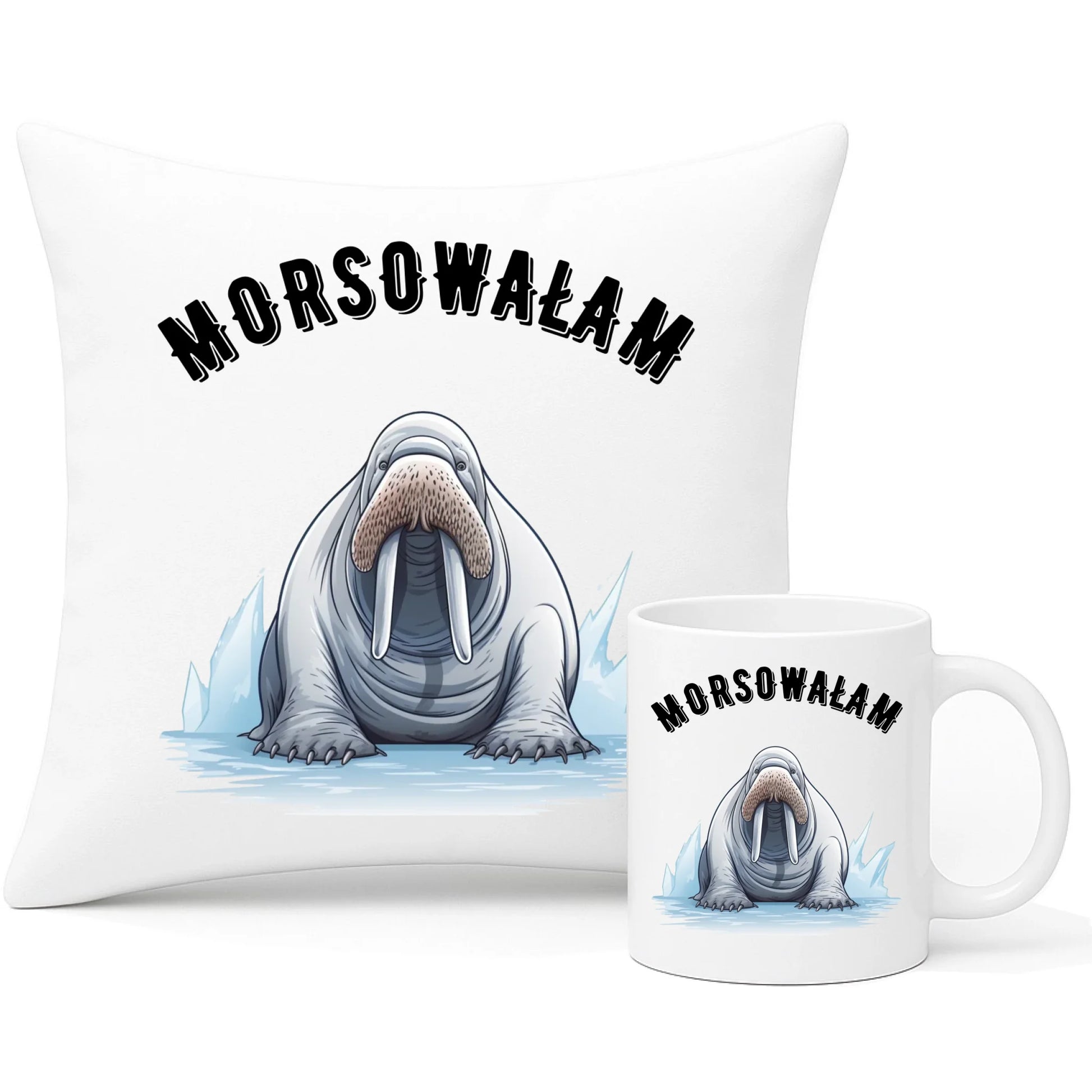Zestaw poduszka i kubek - prezent dla morsa - Morsowałam - Mors HM18 - StoryCups.pl