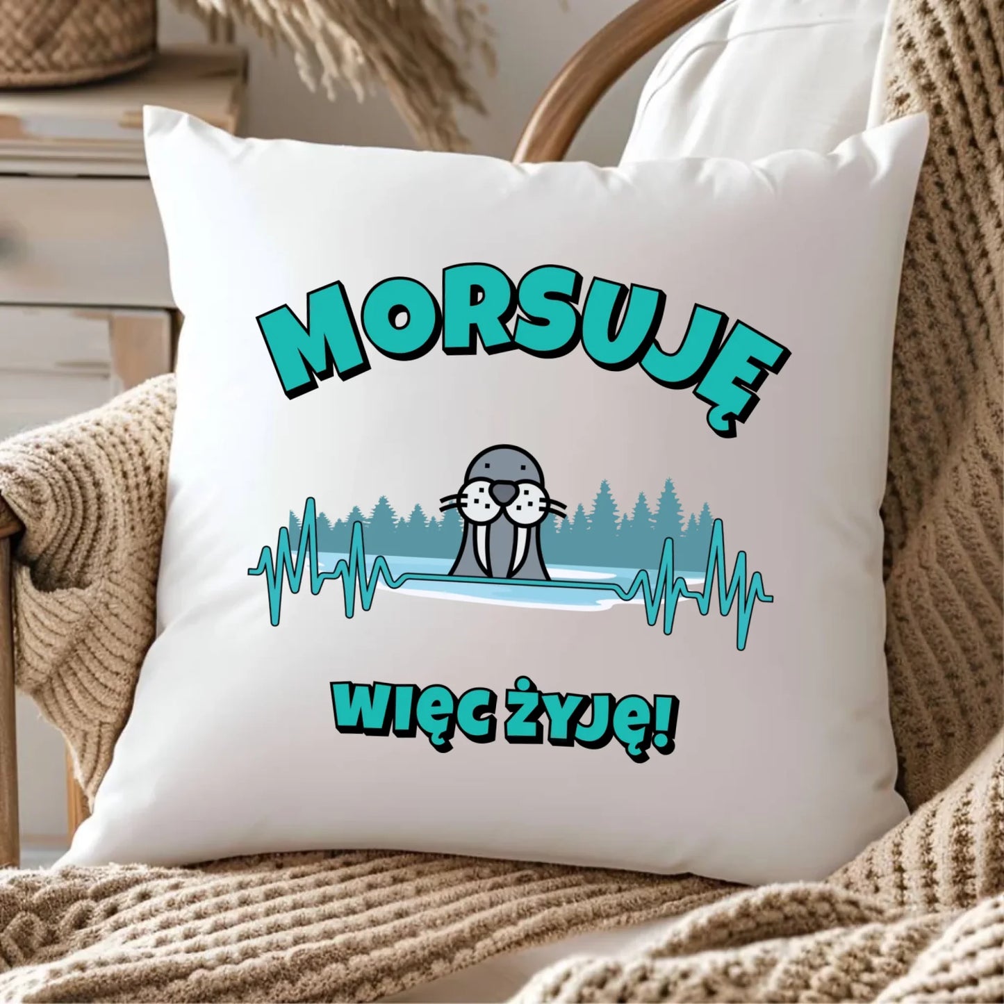 Poduszka - prezent dla morsa - Morsuję więc żyję - Mors HM02 - StoryCups.pl