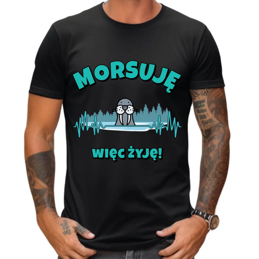 Koszulka męska - prezent dla morsa - Morsuję więc żyję - Mors HM02 - StoryCups.pl