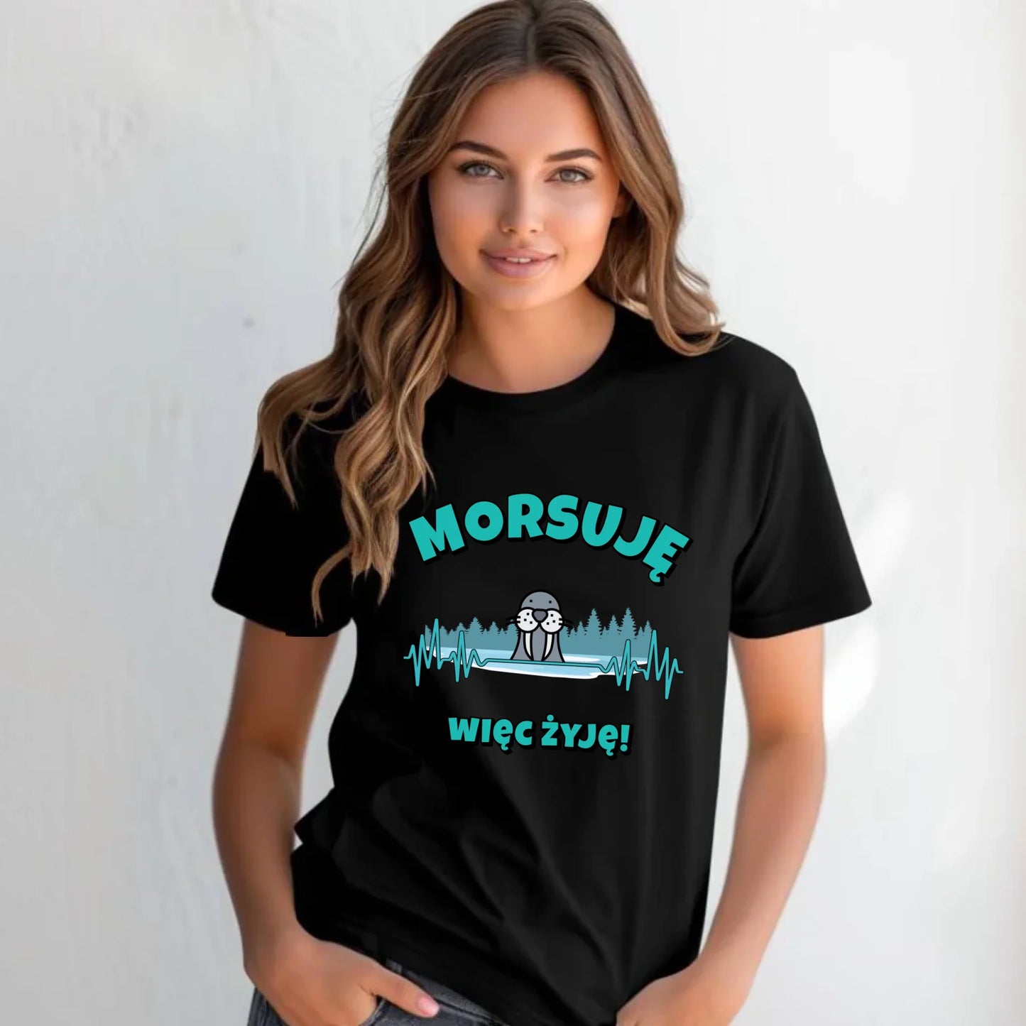 Koszulka damska - prezent dla morsa - Morsuję więc żyję - Mors HM02 - StoryCups.pl