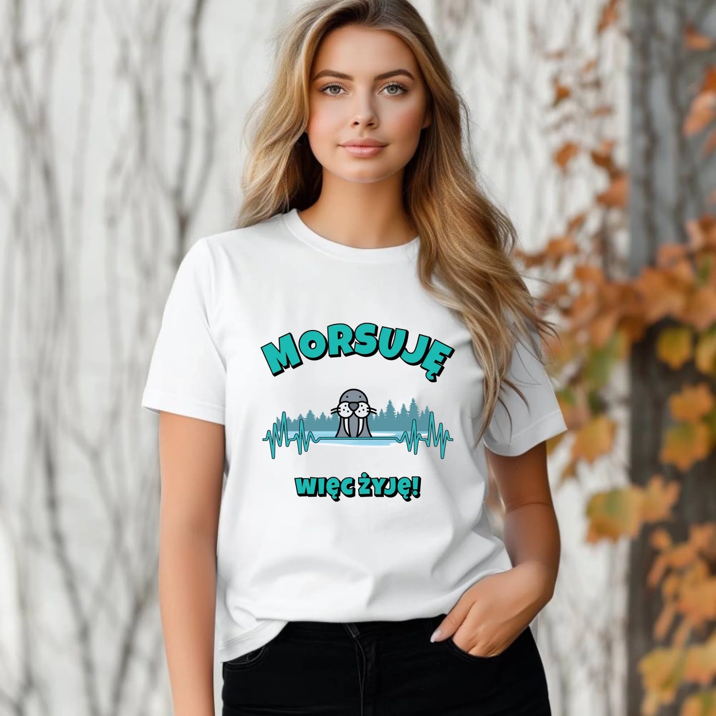 Koszulka damska - prezent dla morsa - Morsuję więc żyję - Mors HM02 - StoryCups.pl