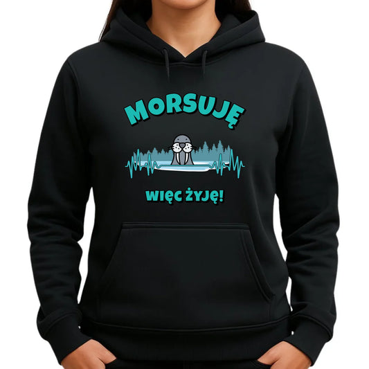Bluza damska z kapturem - prezent dla morsa - Morsuję więc żyję - Mors HM02 - StoryCups.pl