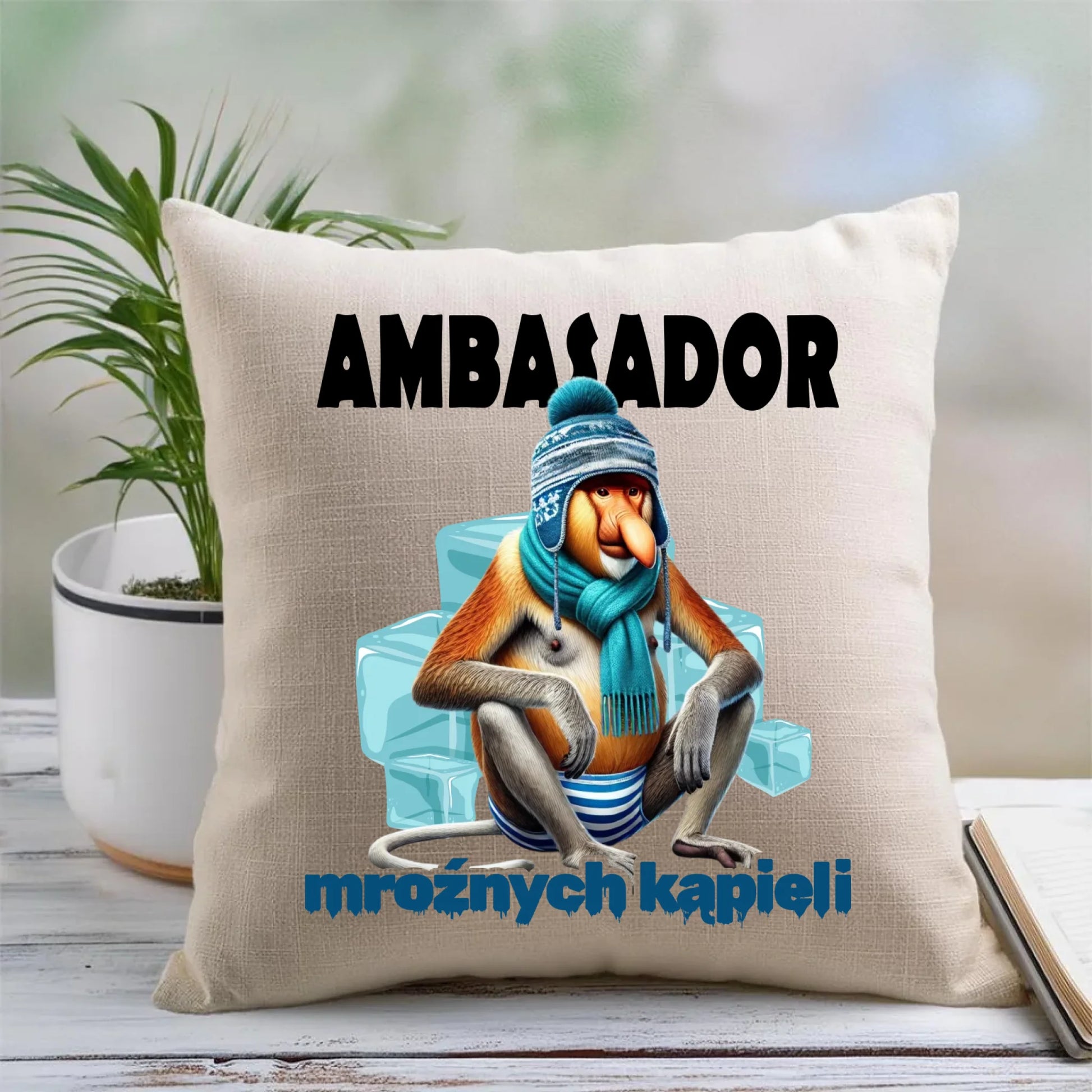 Poduszka - prezent dla morsa - Janusz Nosacz Mors - Ambasador mroźnych kąpieli HM03 - StoryCups.pl