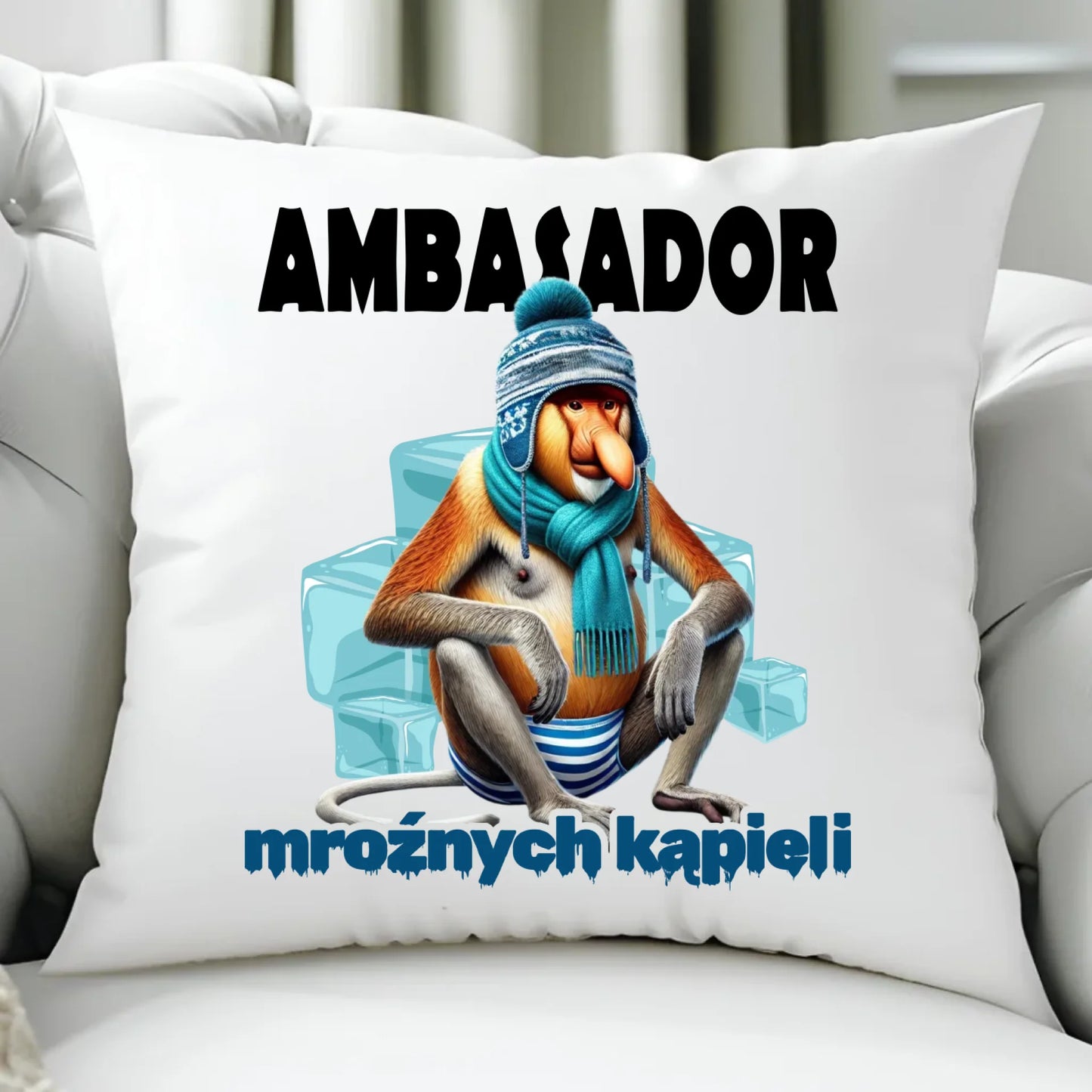 Poduszka - prezent dla morsa - Janusz Nosacz Mors - Ambasador mroźnych kąpieli HM03 - StoryCups.pl