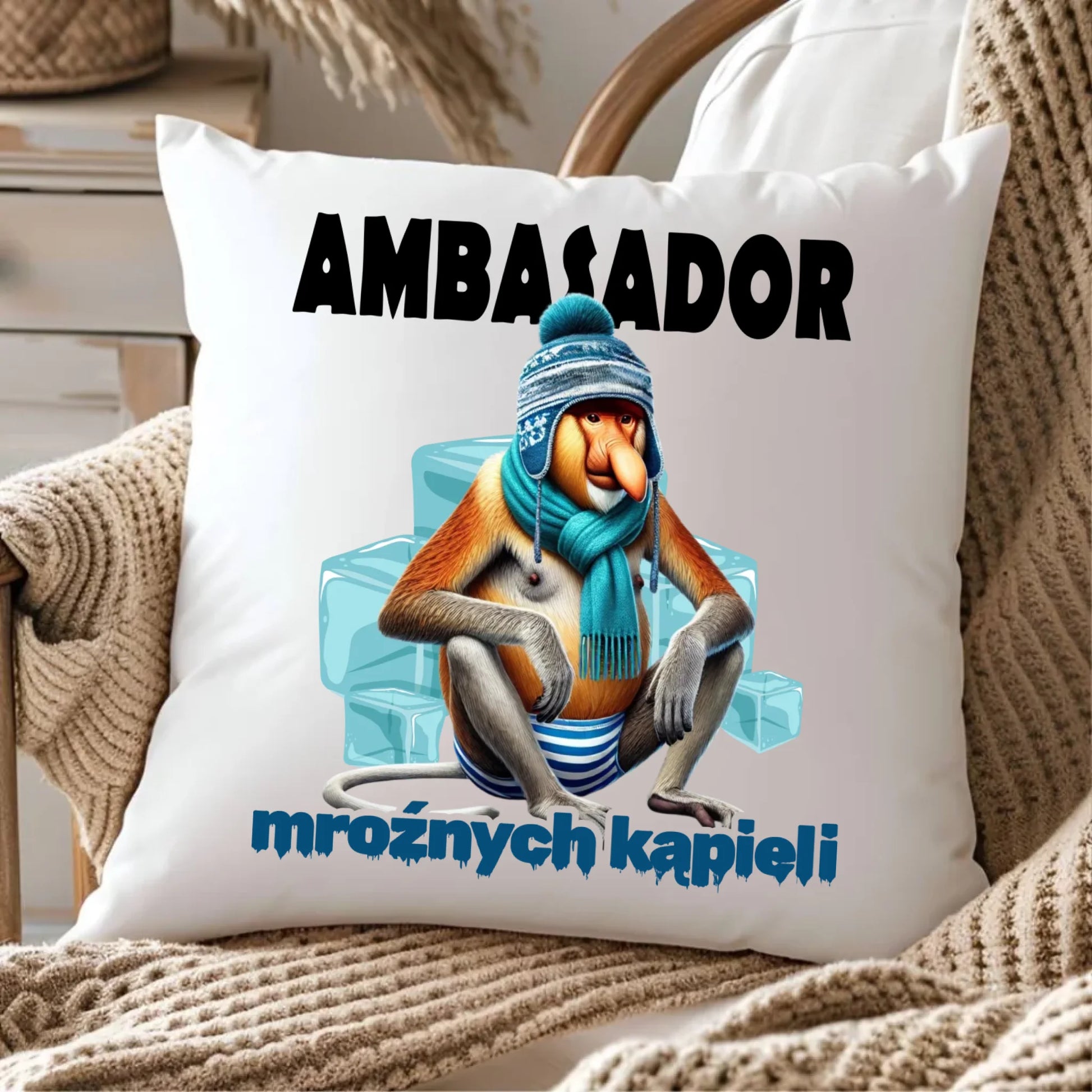 Poduszka - prezent dla morsa - Janusz Nosacz Mors - Ambasador mroźnych kąpieli HM03 - StoryCups.pl